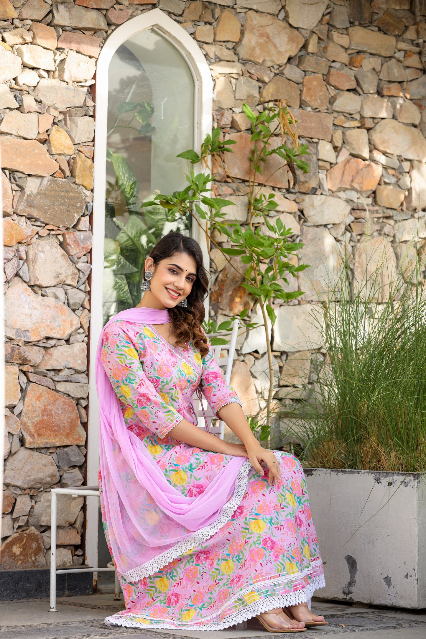 MISHTI SKY BLUE & PINK ANGRAKHA ANARKALI KURTA- SET OF 3