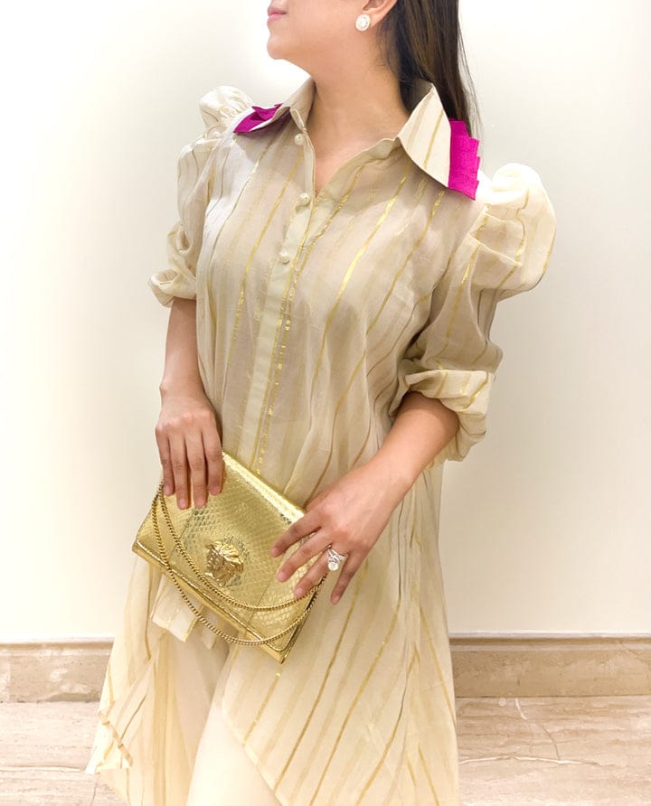 OFF WHITE LUREX COTTON CO-ORD SET