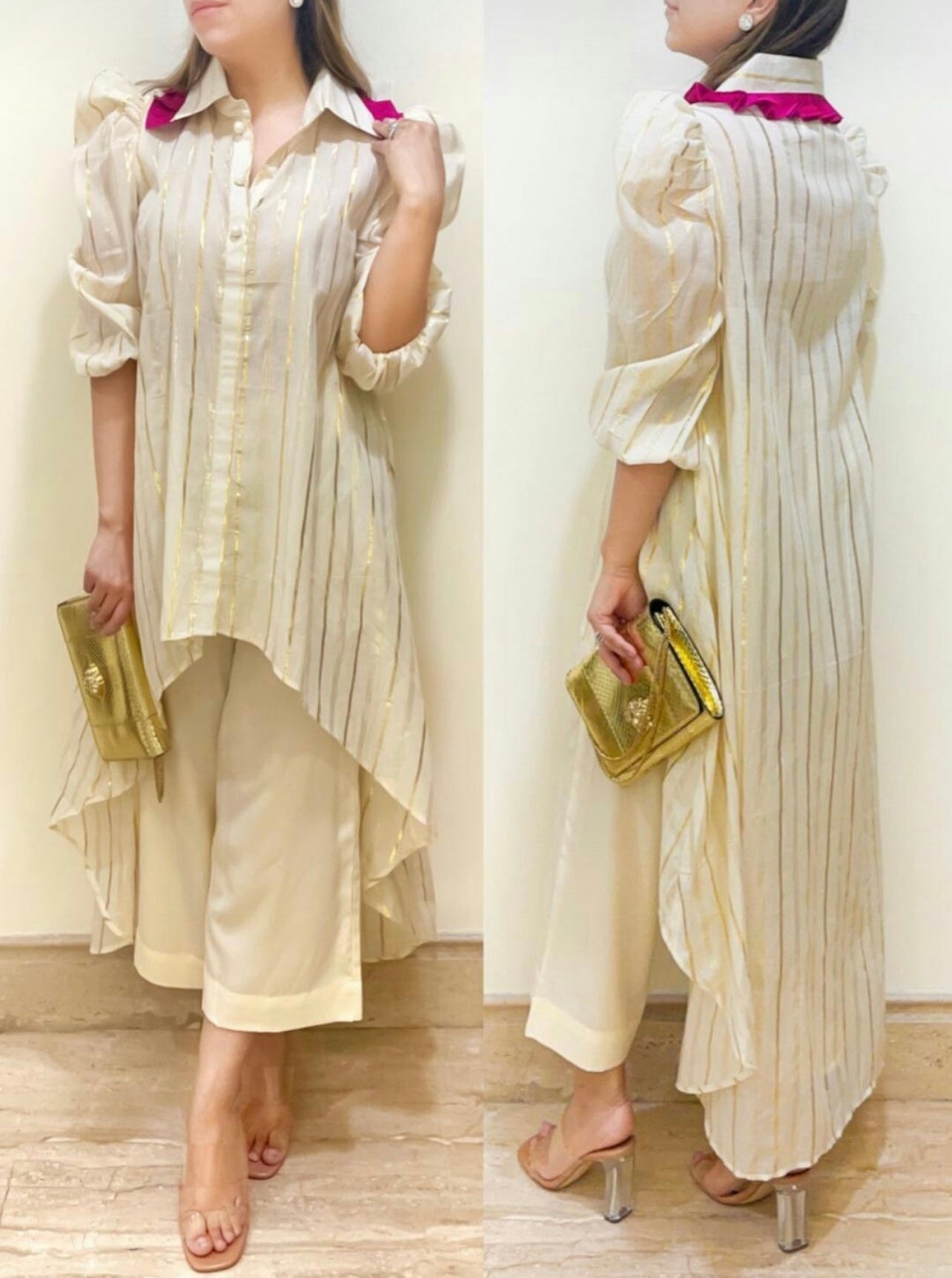 WHITE LUREX COTTON CO-ORD SET