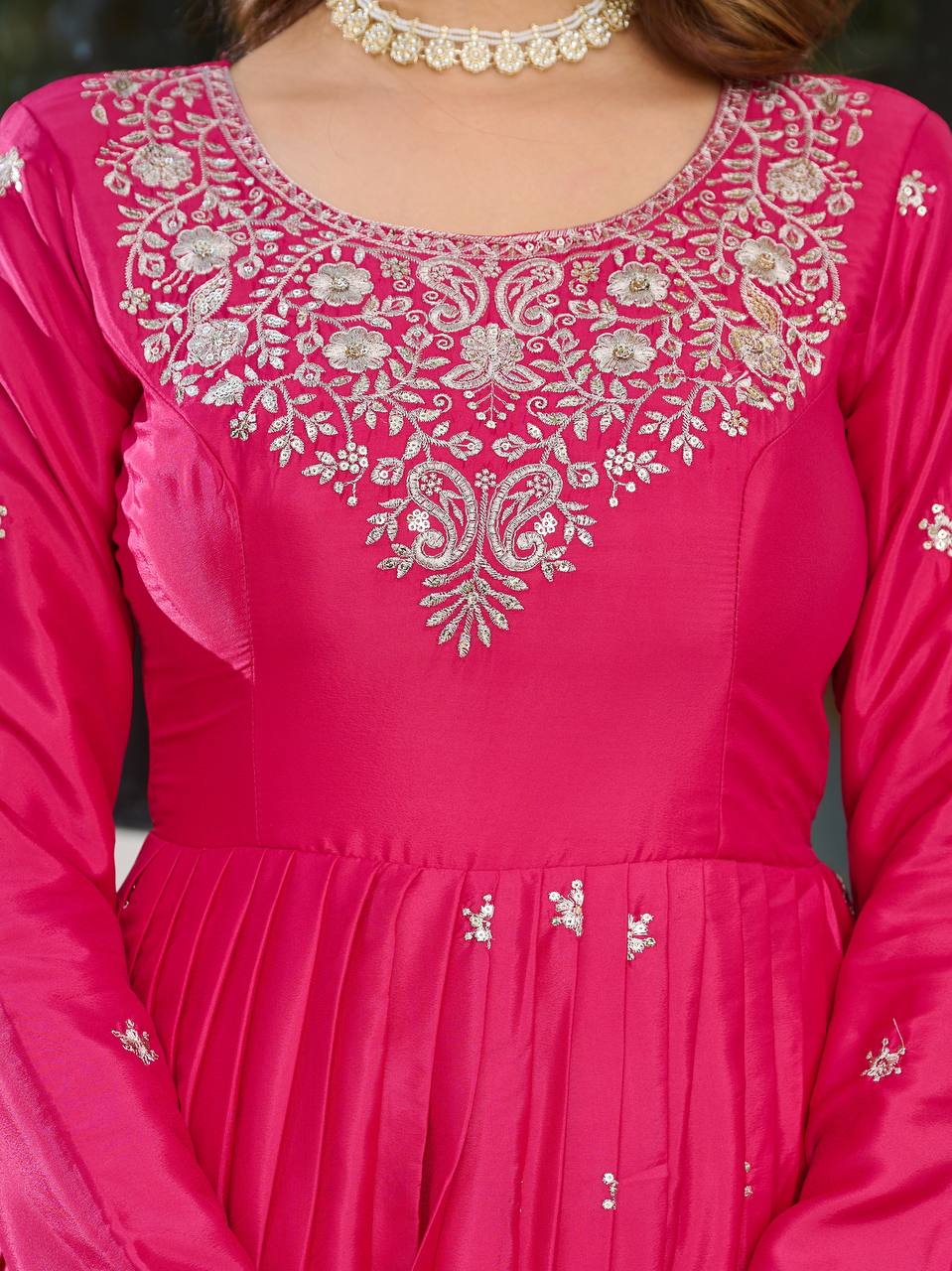 MAHARANI ANARKALI GOWN WITH EMBROIDERY WORK - SET OF 3