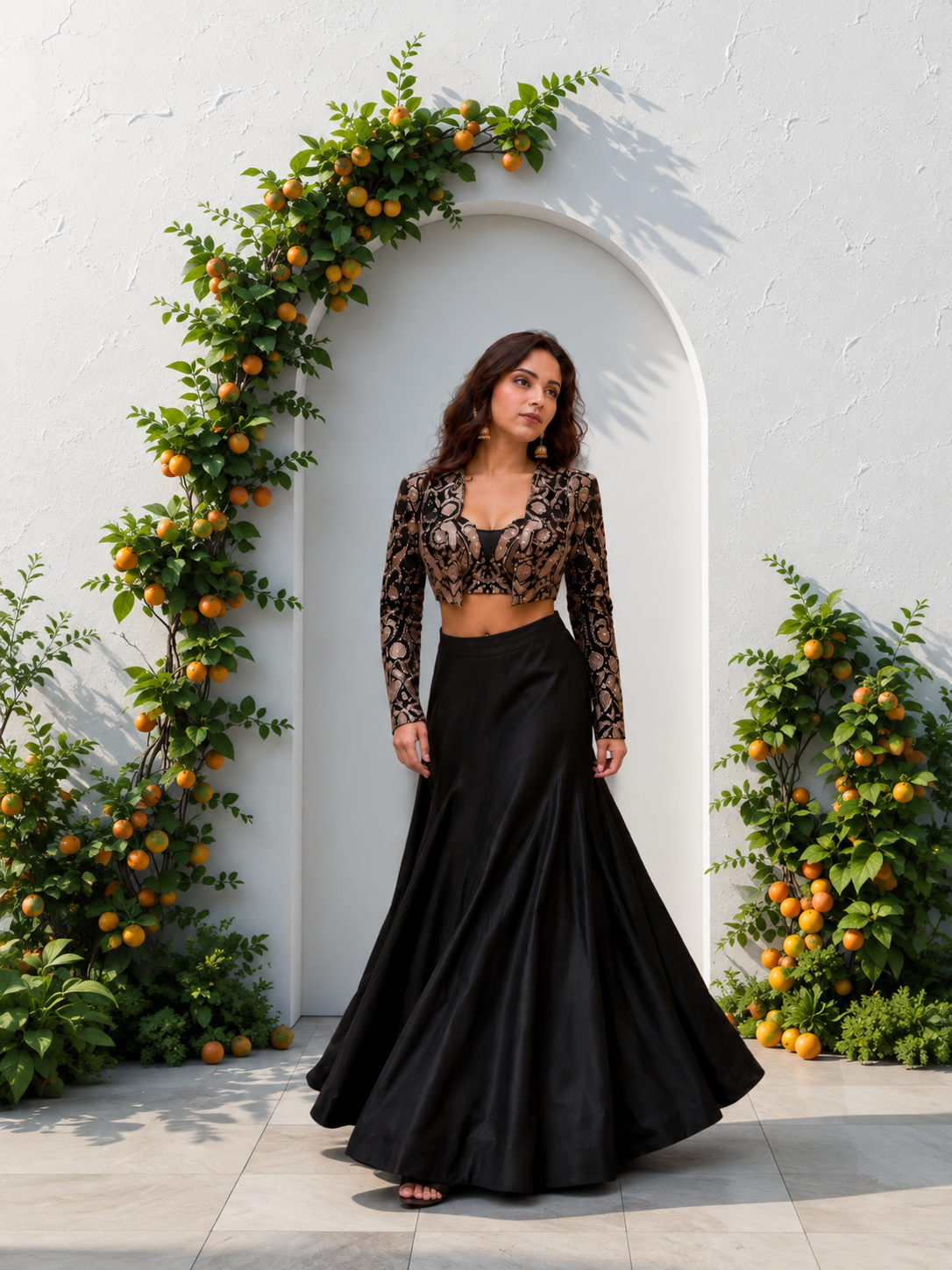 FISHLY STYLE BLACK ETHNIC WEAR LEHENGA- SET OF 3