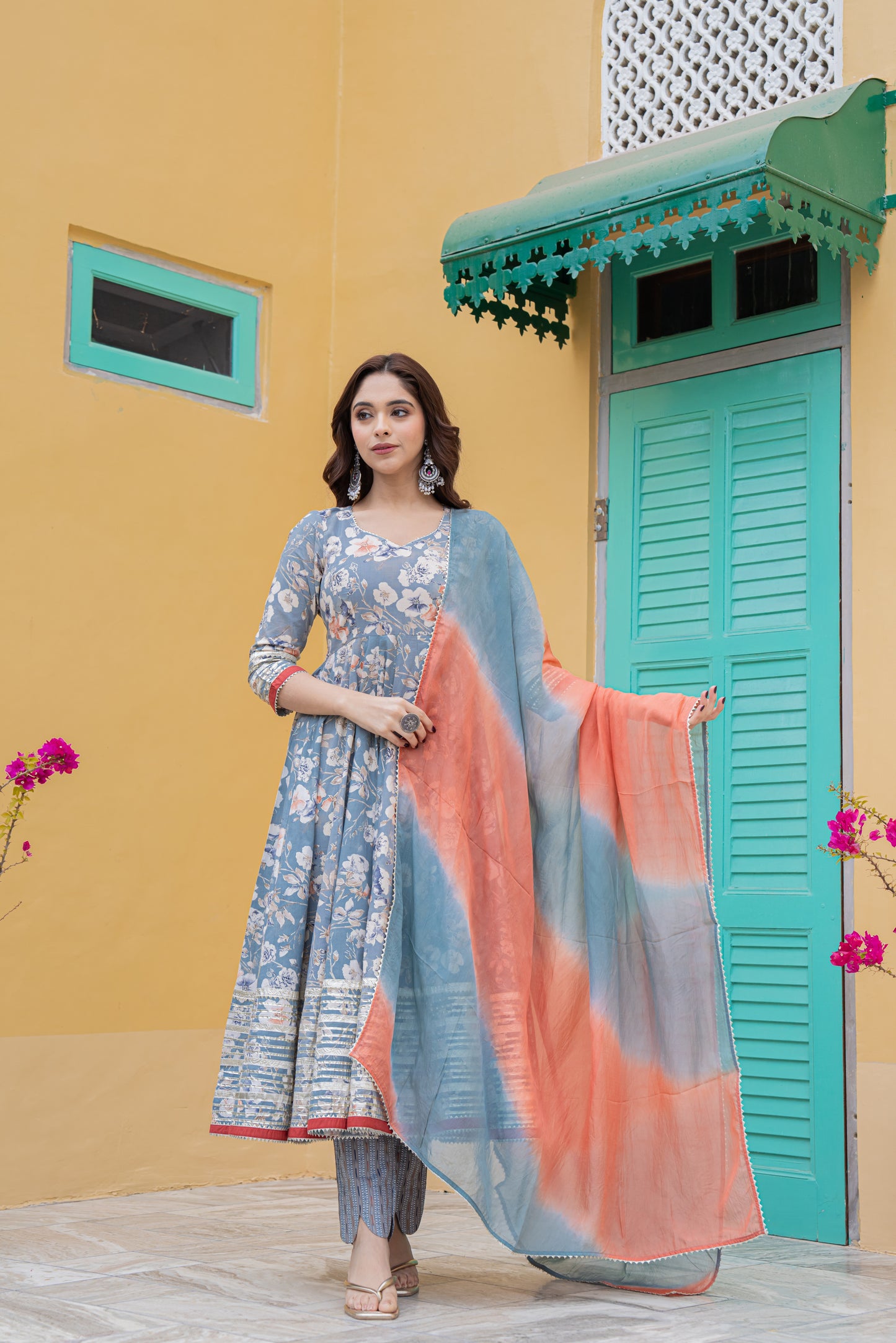 GRESSY FLORAL ANARKALI- SET OF 3