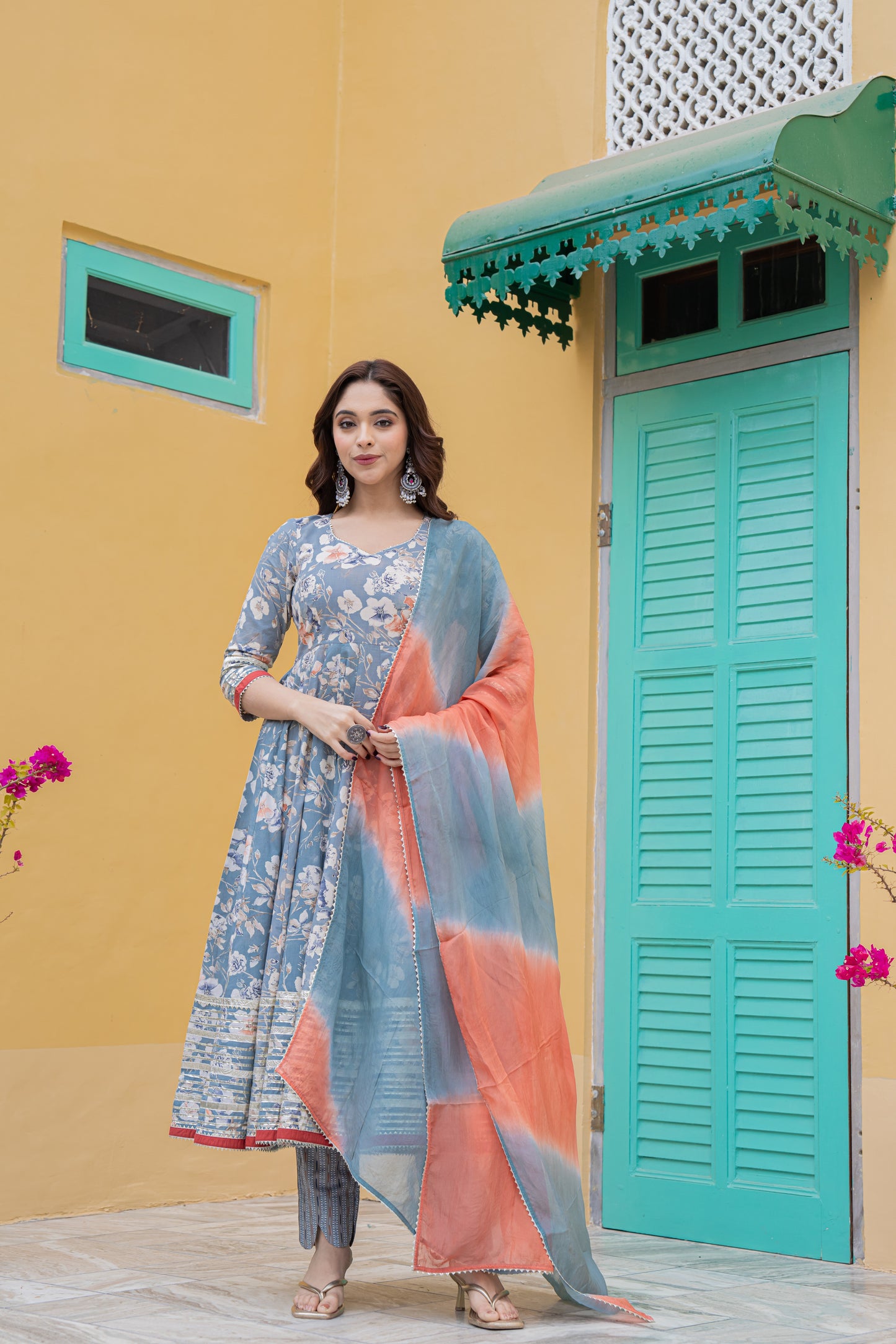 GRESSY FLORAL ANARKALI- SET OF 3