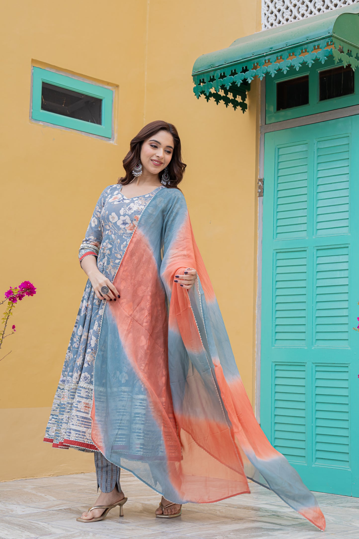 GRESSY FLORAL ANARKALI- SET OF 3