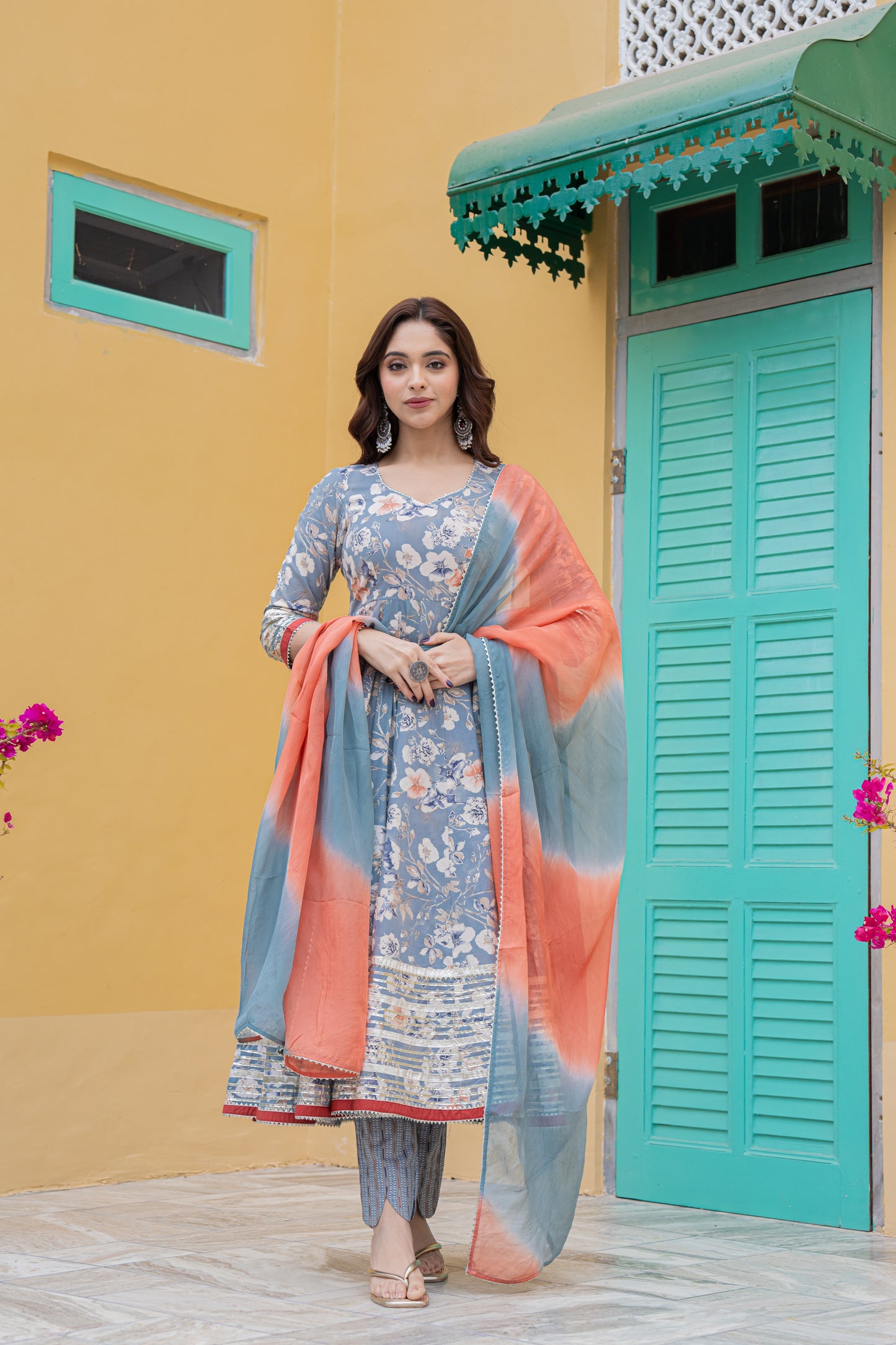 GRESSY FLORAL ANARKALI- SET OF 3