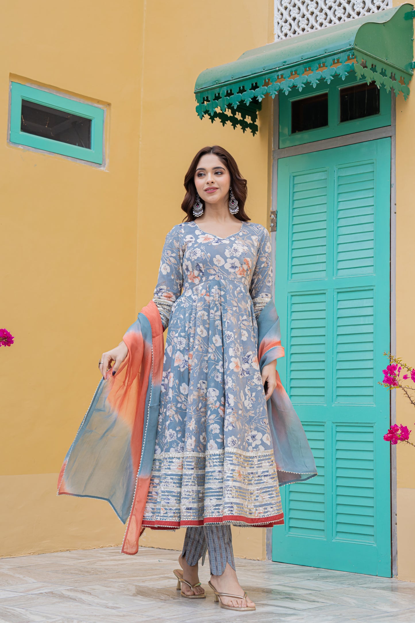 GRESSY FLORAL ANARKALI- SET OF 3