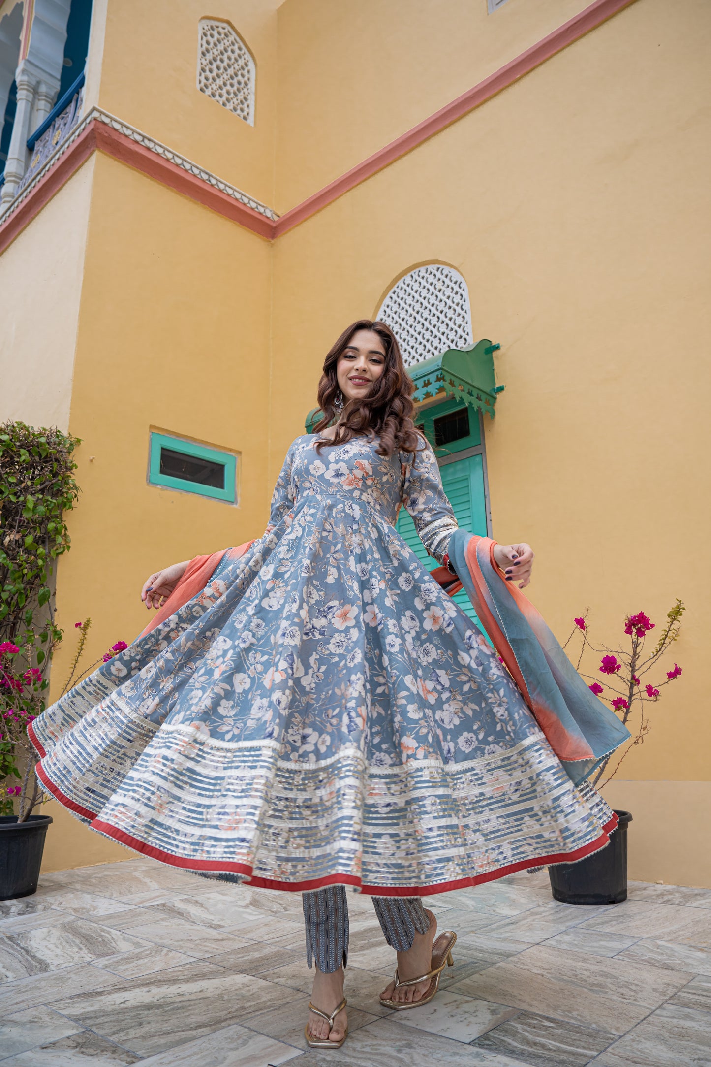 GRESSY FLORAL ANARKALI- SET OF 3