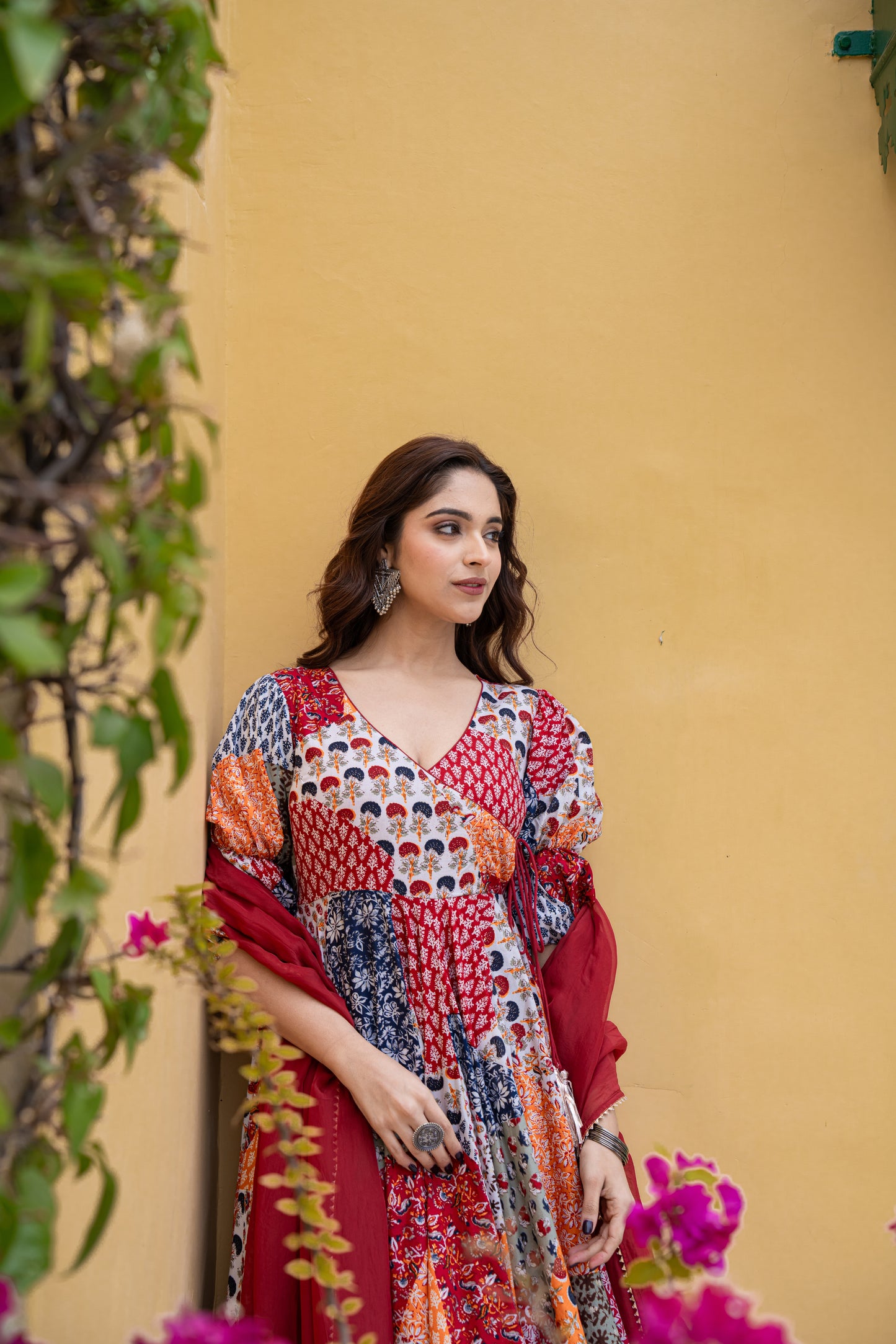 FREEN FOIL COTTON ANARKALI SUIT- SET OF 3