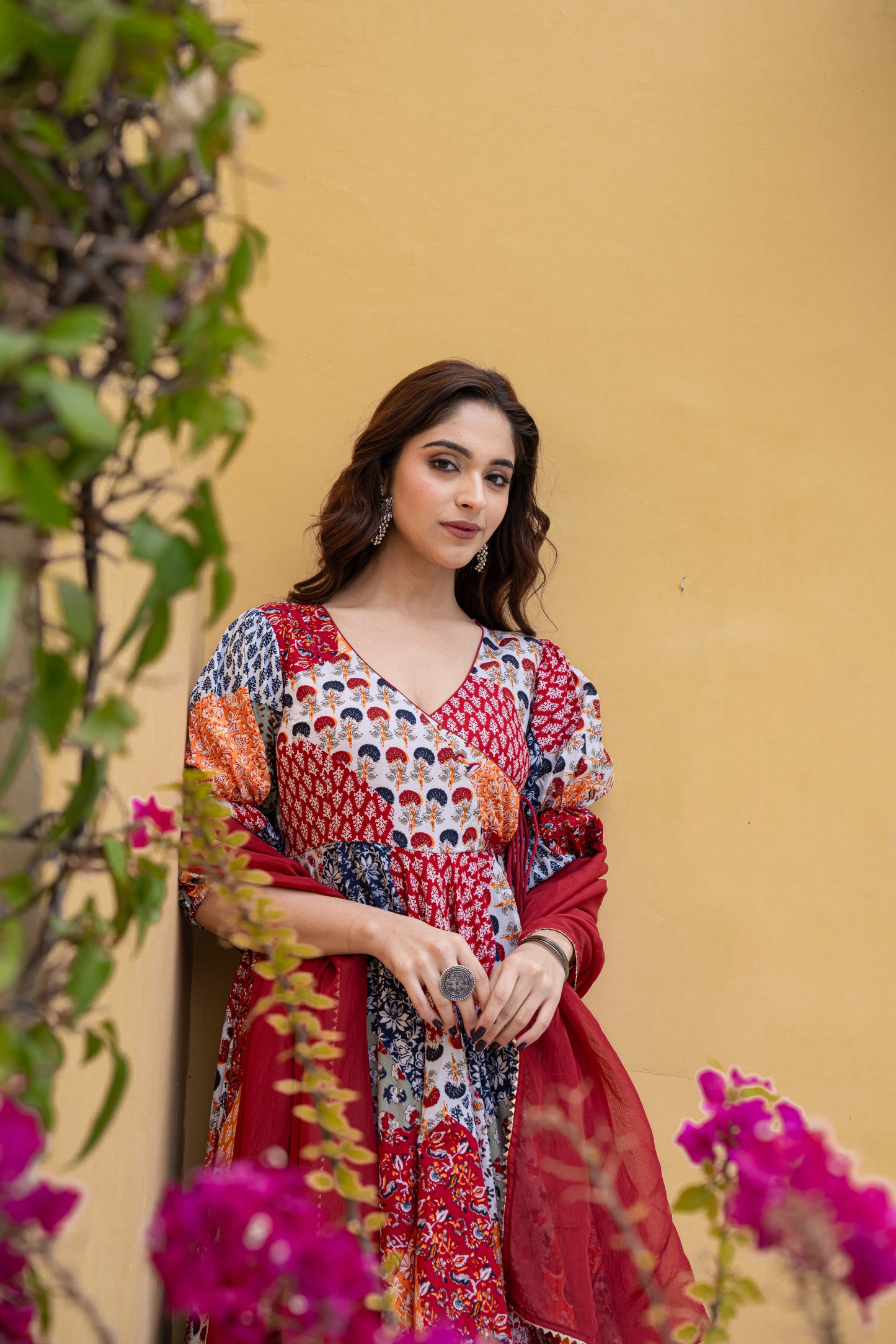 FREEN FOIL COTTON ANARKALI SUIT- SET OF 3