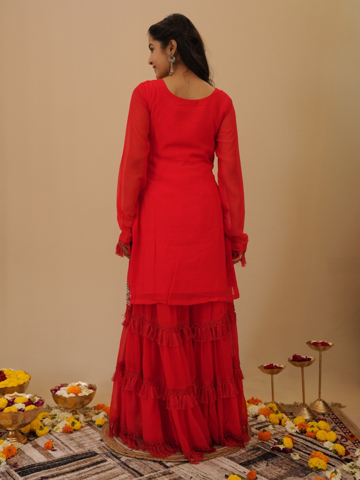RED PREMIUM SHARARA SUIT SET