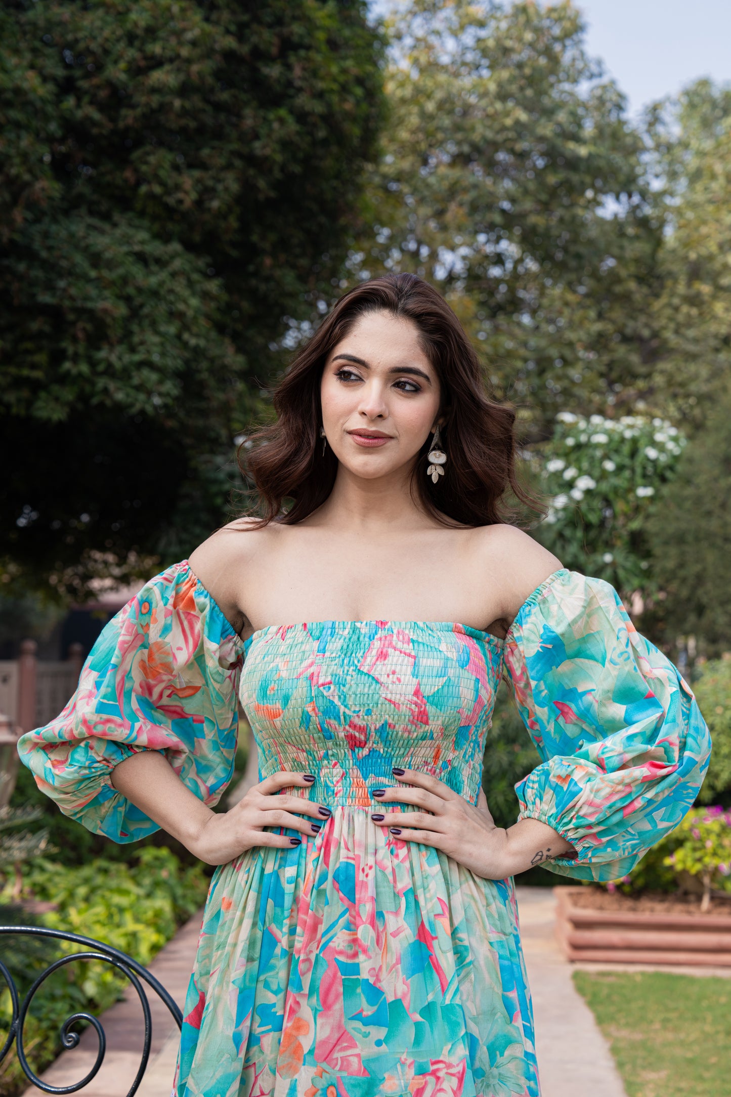 ELEGANT JAAM COTTON OFF-SHOULDER DRESS