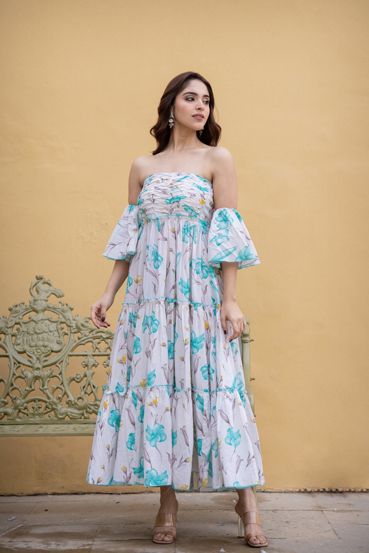 WHITEJELLY COTTON FLORAL PRINT DRESS