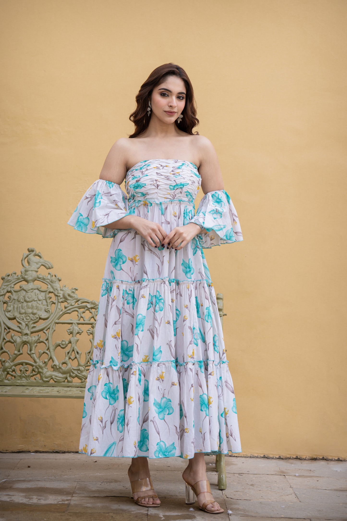 WHITEJELLY COTTON FLORAL PRINT DRESS