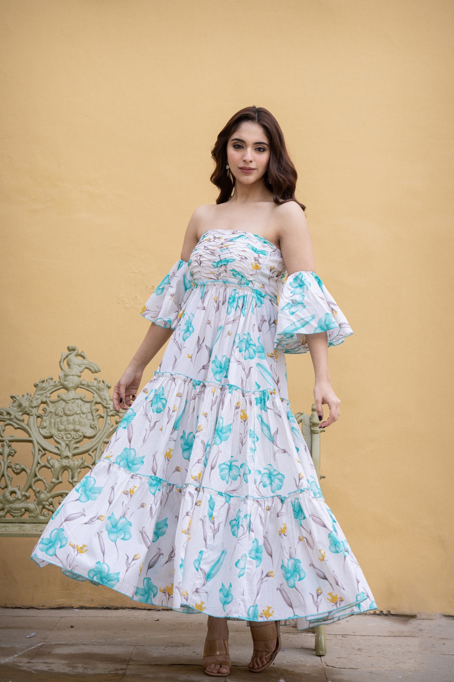WHITEJELLY COTTON FLORAL PRINT DRESS