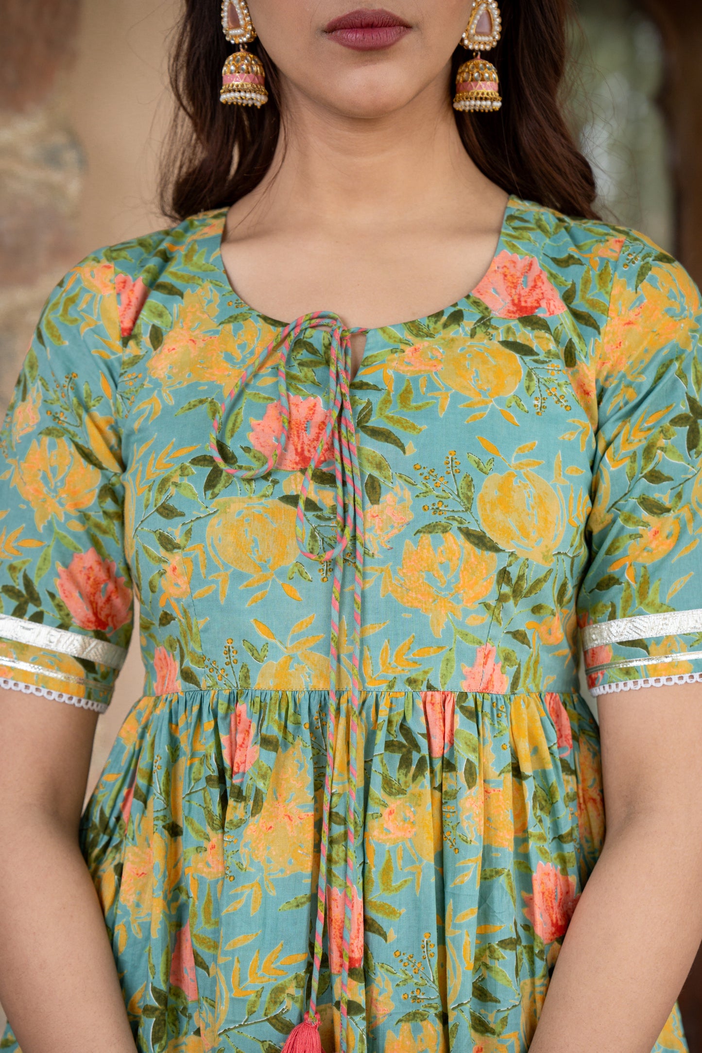 PISTABEON FLORAL PRINTED THREE PIECE SHARARA SET