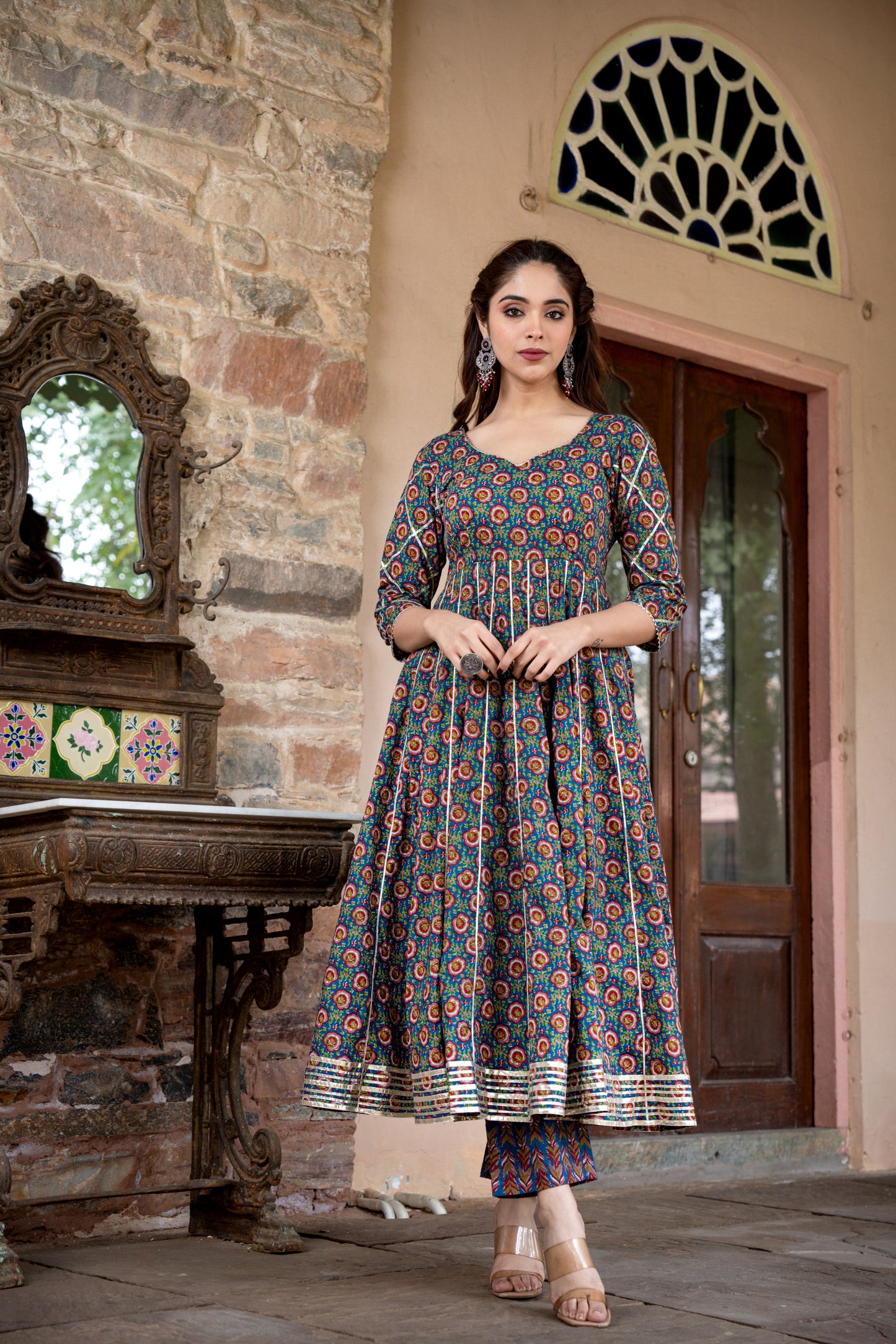 SIRIA AJRAKH COTTON ANARKALI SET