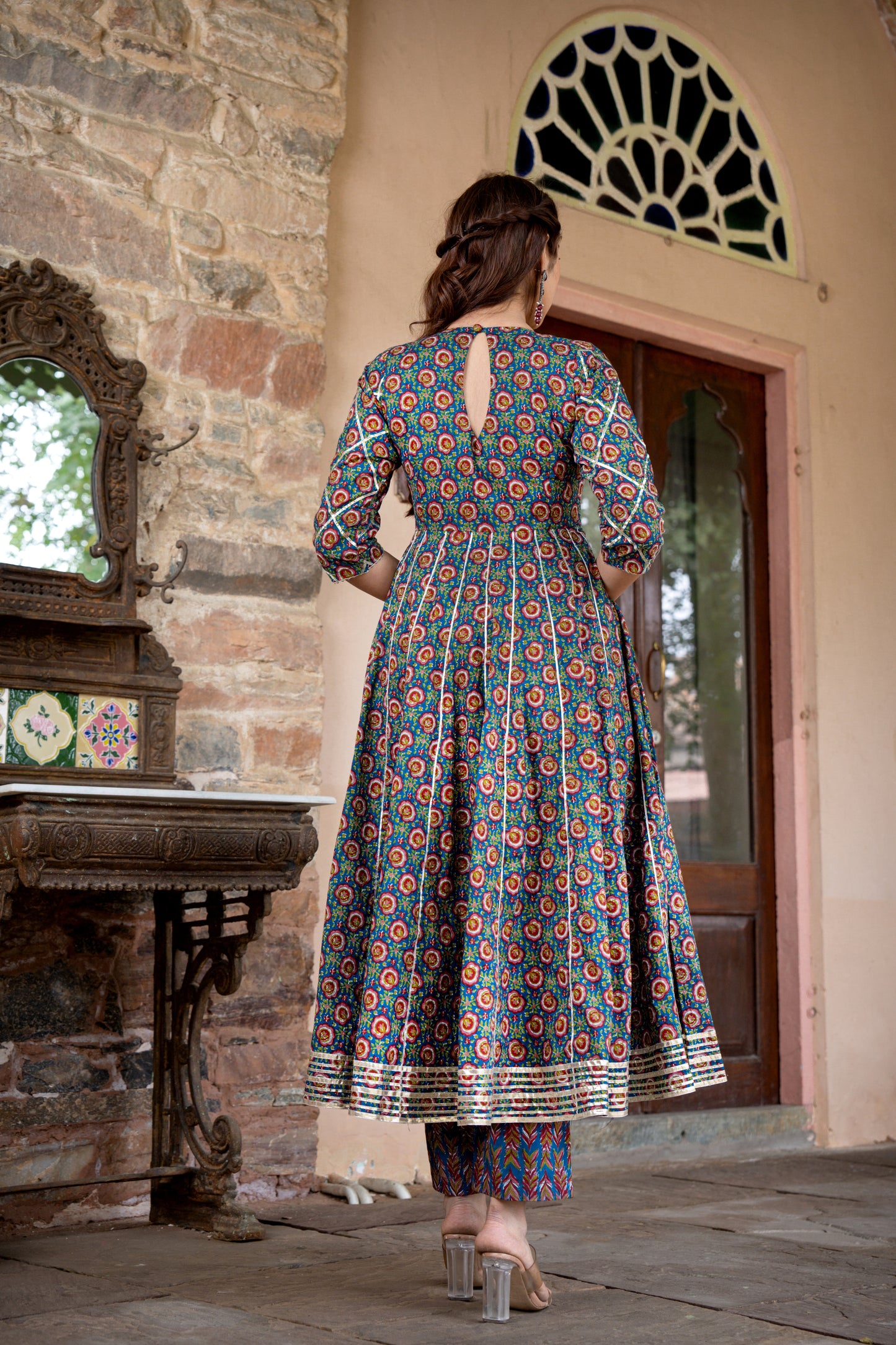 SIRIA AJRAKH COTTON ANARKALI SET