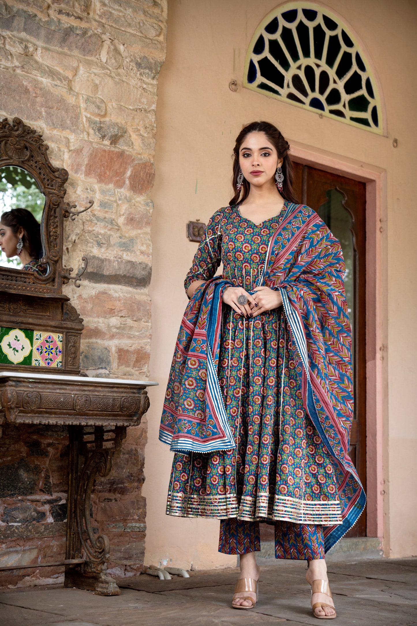 SIRIA AJRAKH COTTON ANARKALI SET