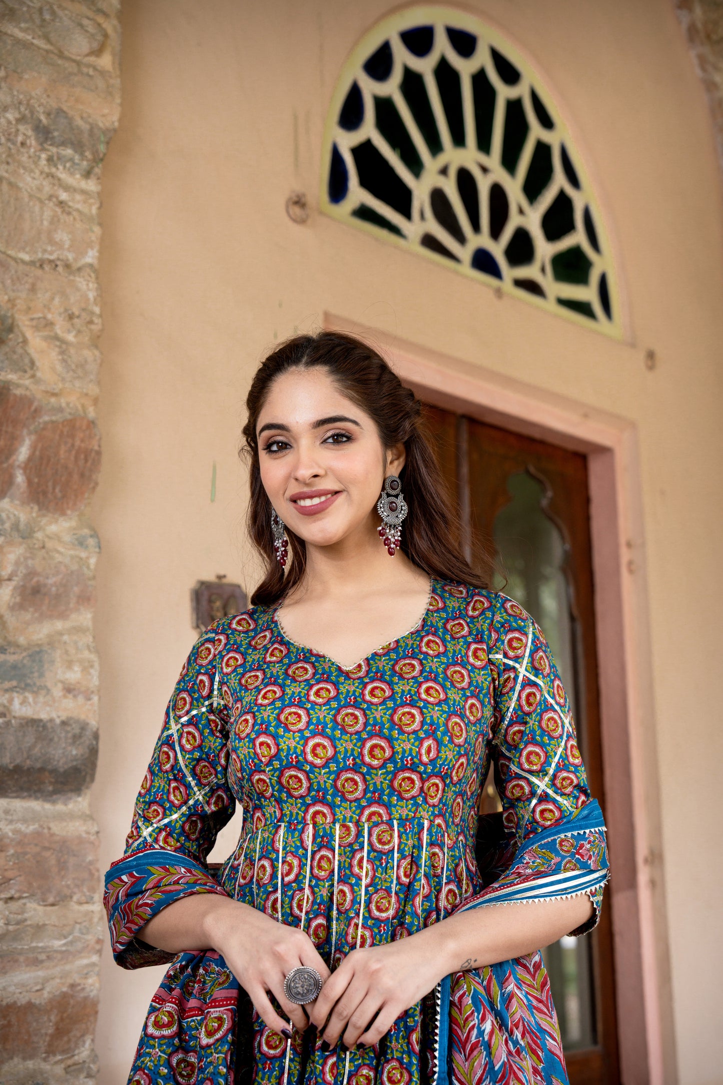 SIRIA AJRAKH COTTON ANARKALI SET