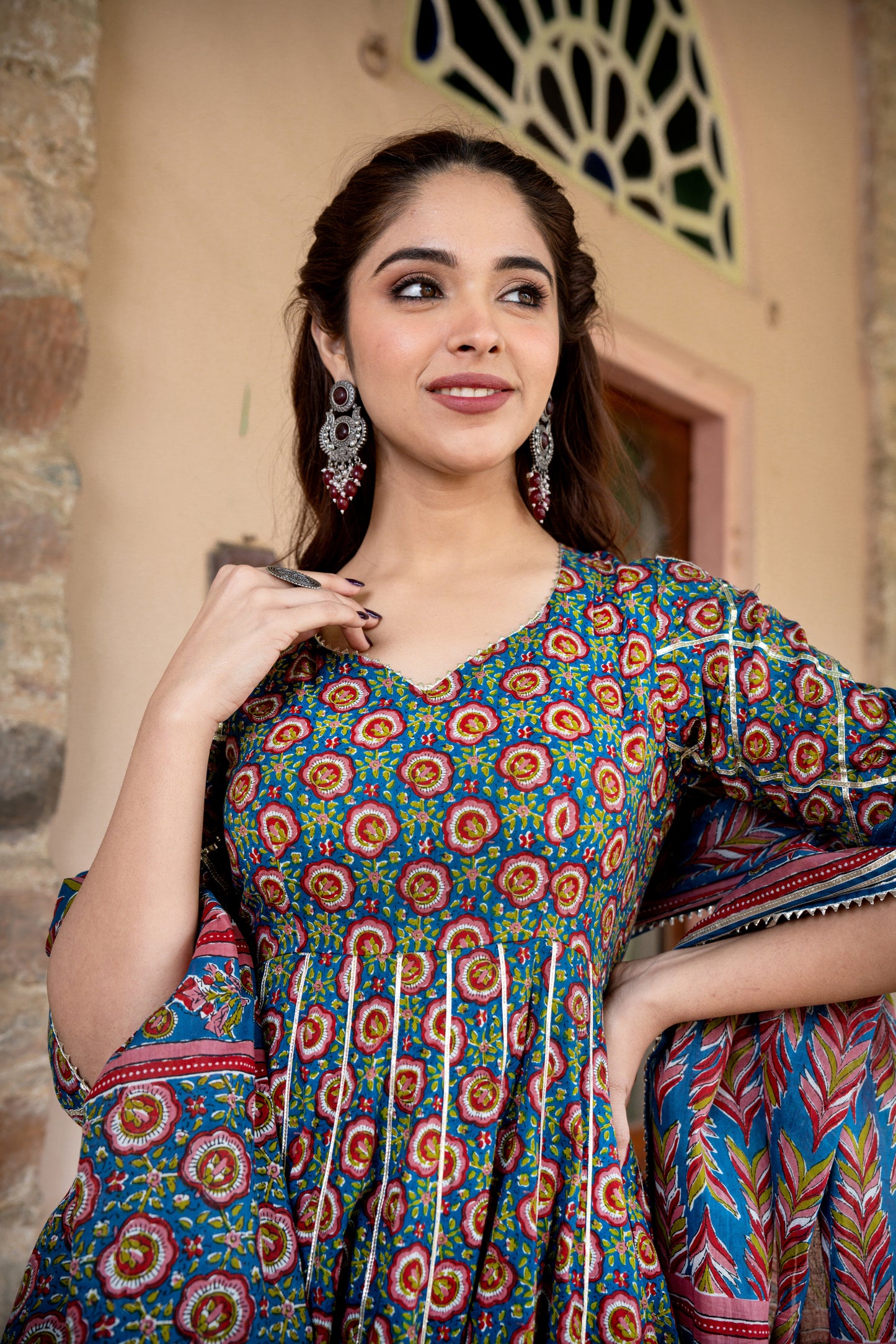 SIRIA AJRAKH COTTON ANARKALI SET