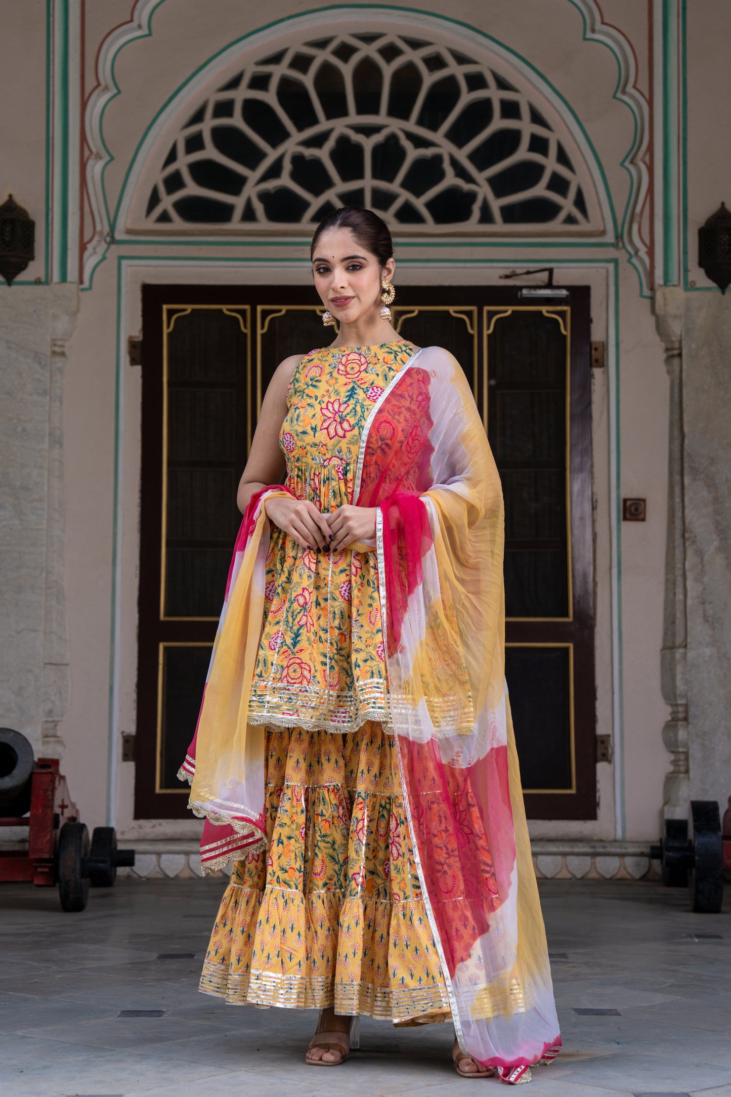 PARNIA HANDBLOCK COTTON SHARARA- SET OF 3
