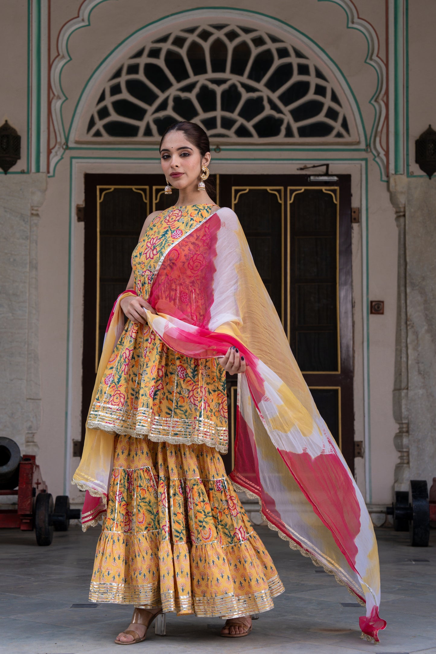 PARNIA HANDBLOCK COTTON SHARARA- SET OF 3