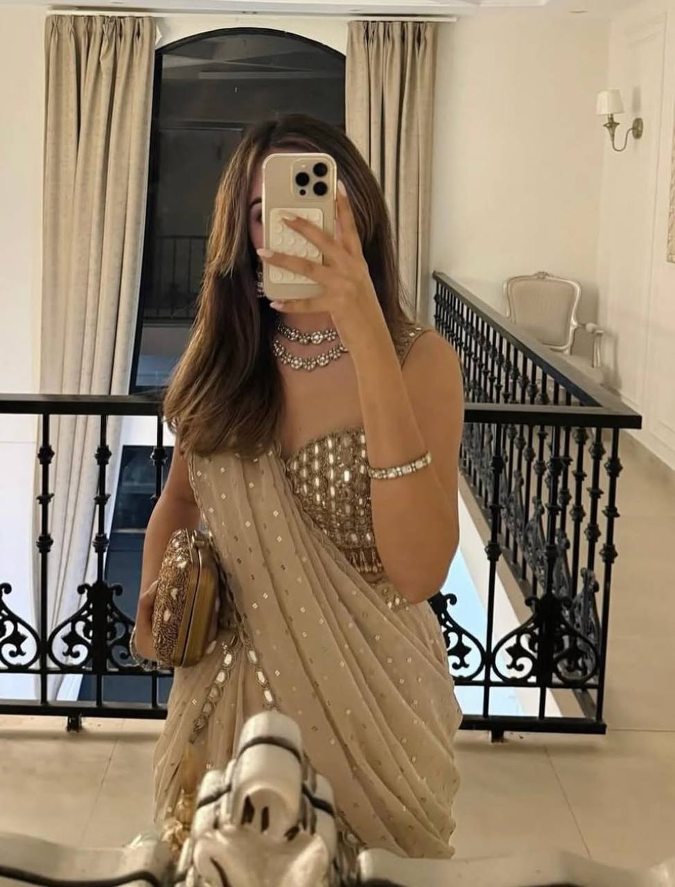 BOLLYWOOD EDITION- LIGHT BROWN READY TO WEAR LEHENGA SAREE