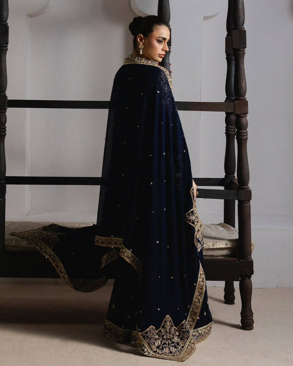 BLUE PREMIUM GMY SILK CODING-SEQUINS PLAZZO SET WITH DUPATTA