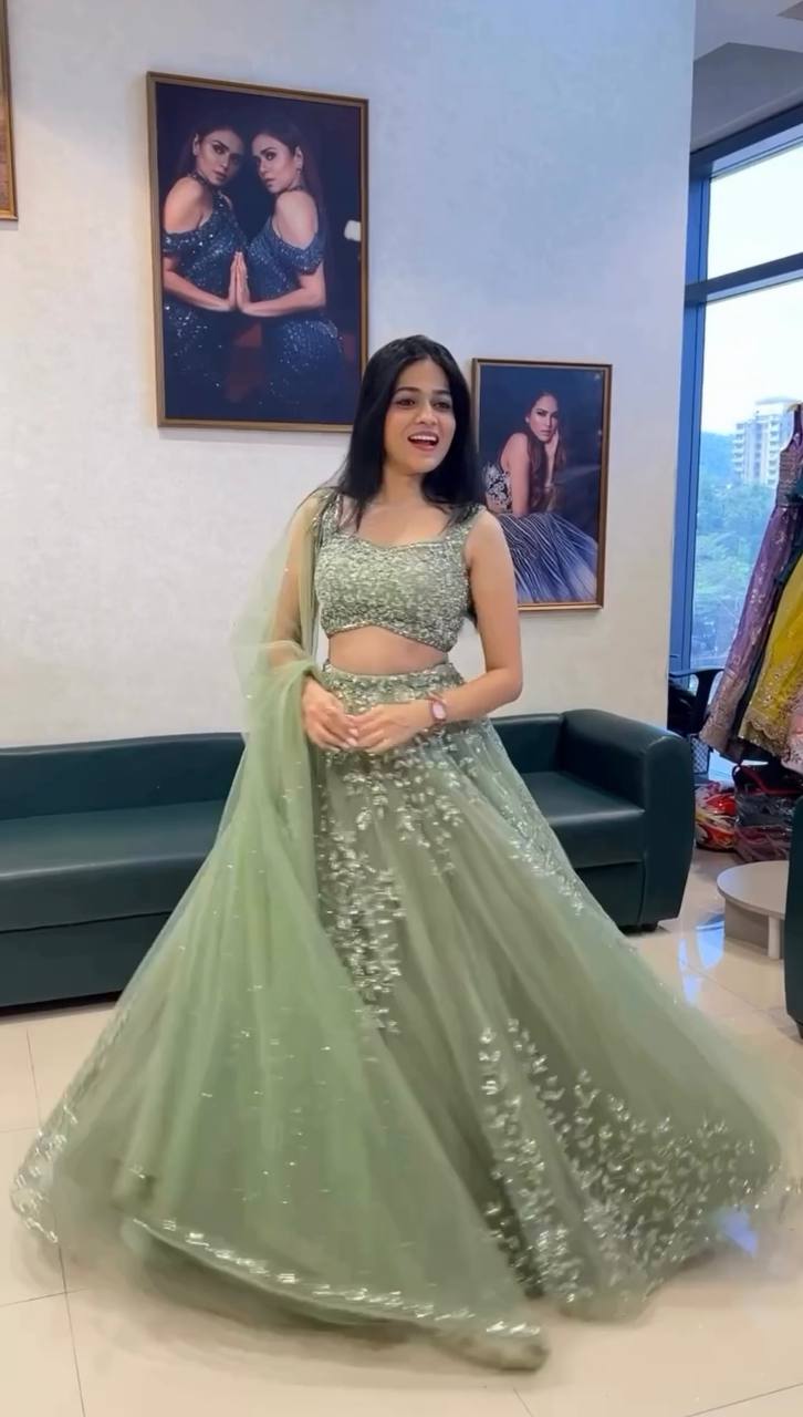 InCottoM - PREMIUM MINT GREEN LEHENGA CHOLI SET