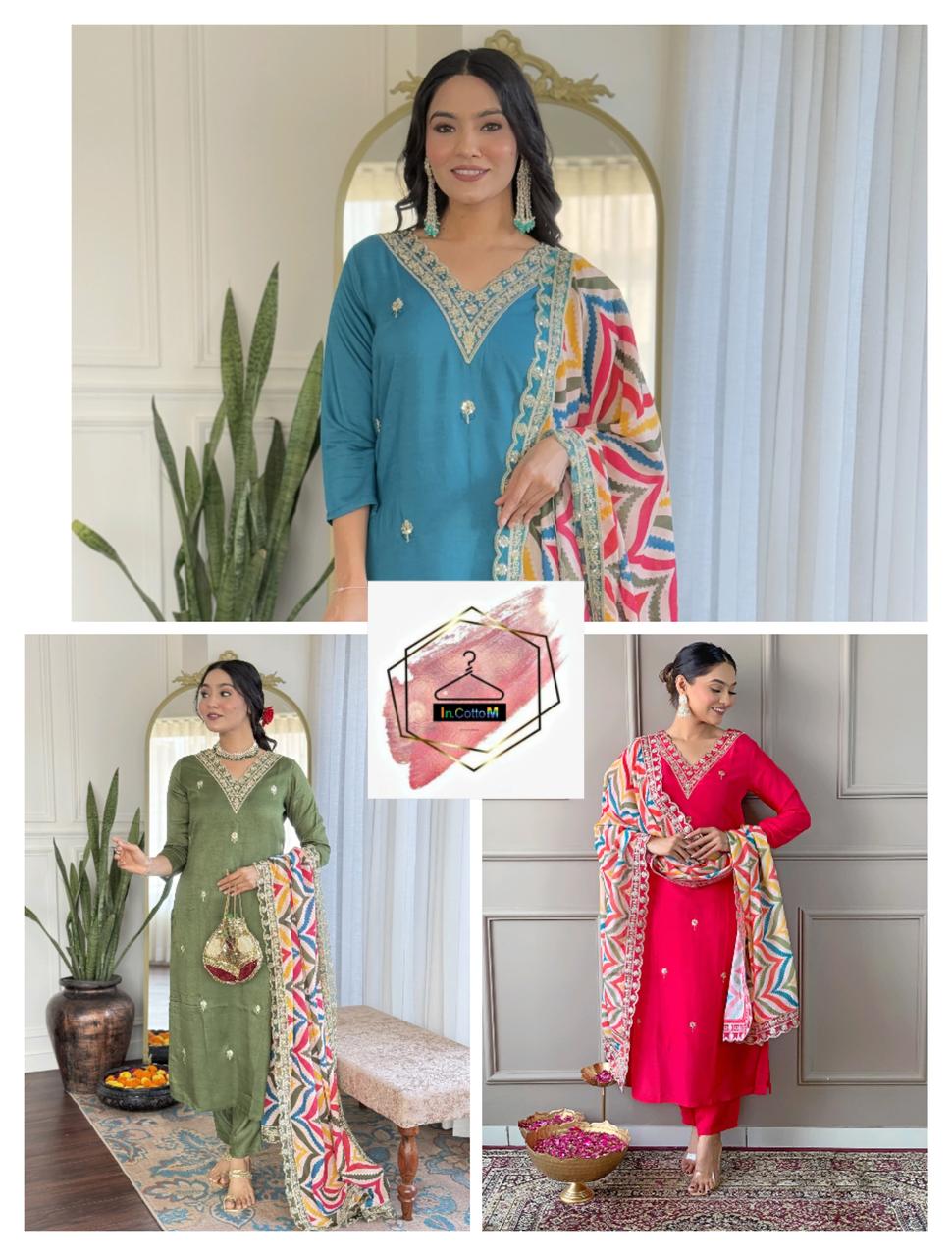 ETHNIC VISCOSE RAYON WITH SEQUENCE CODING EMBROIDERY WORK - BLUE