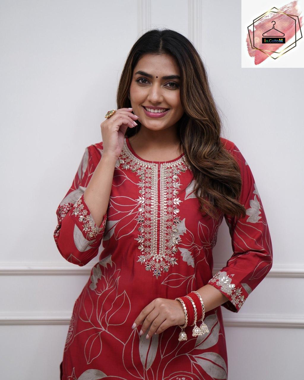 KURTA PANT WITH BEAUTIFUL EMBROIDERY WORK