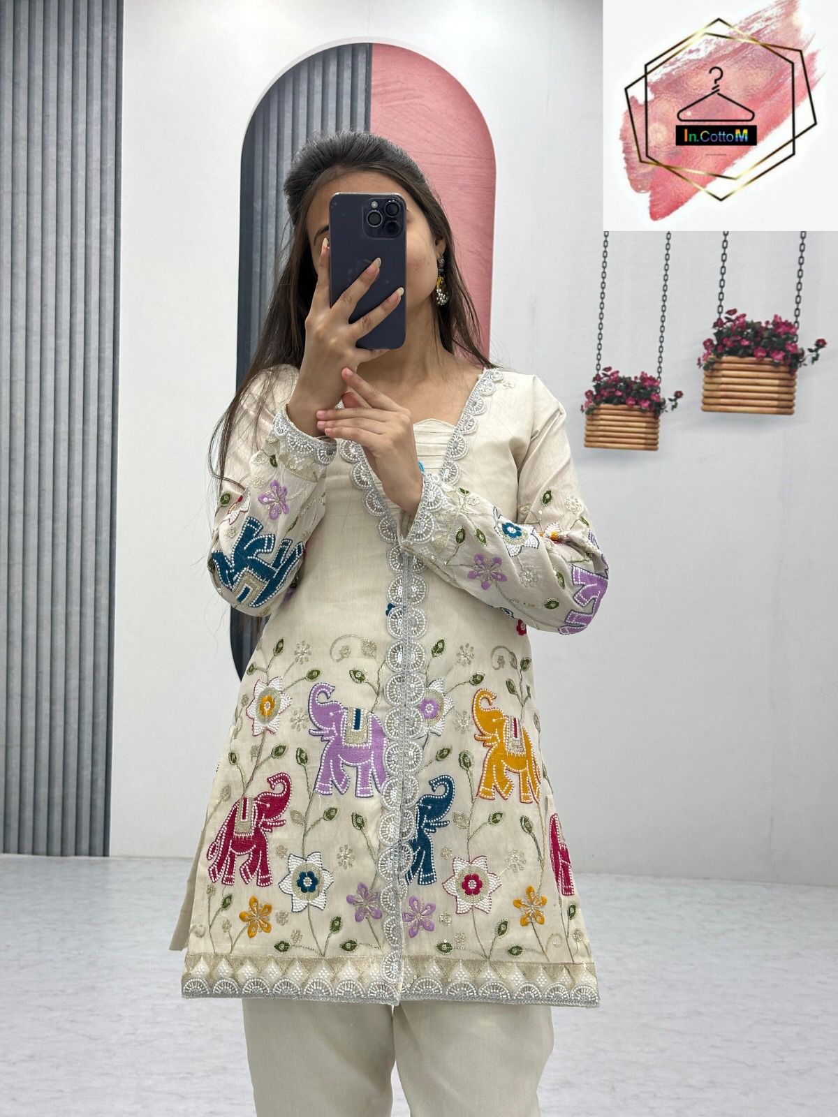 InCottoM - OFF WHITE HEAVY EMBROIDERY CO-ORD SET