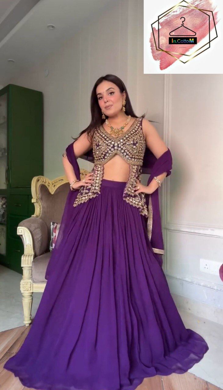 LETEST DESIGNER GEORGETTE LEHENGA IN PURPLE