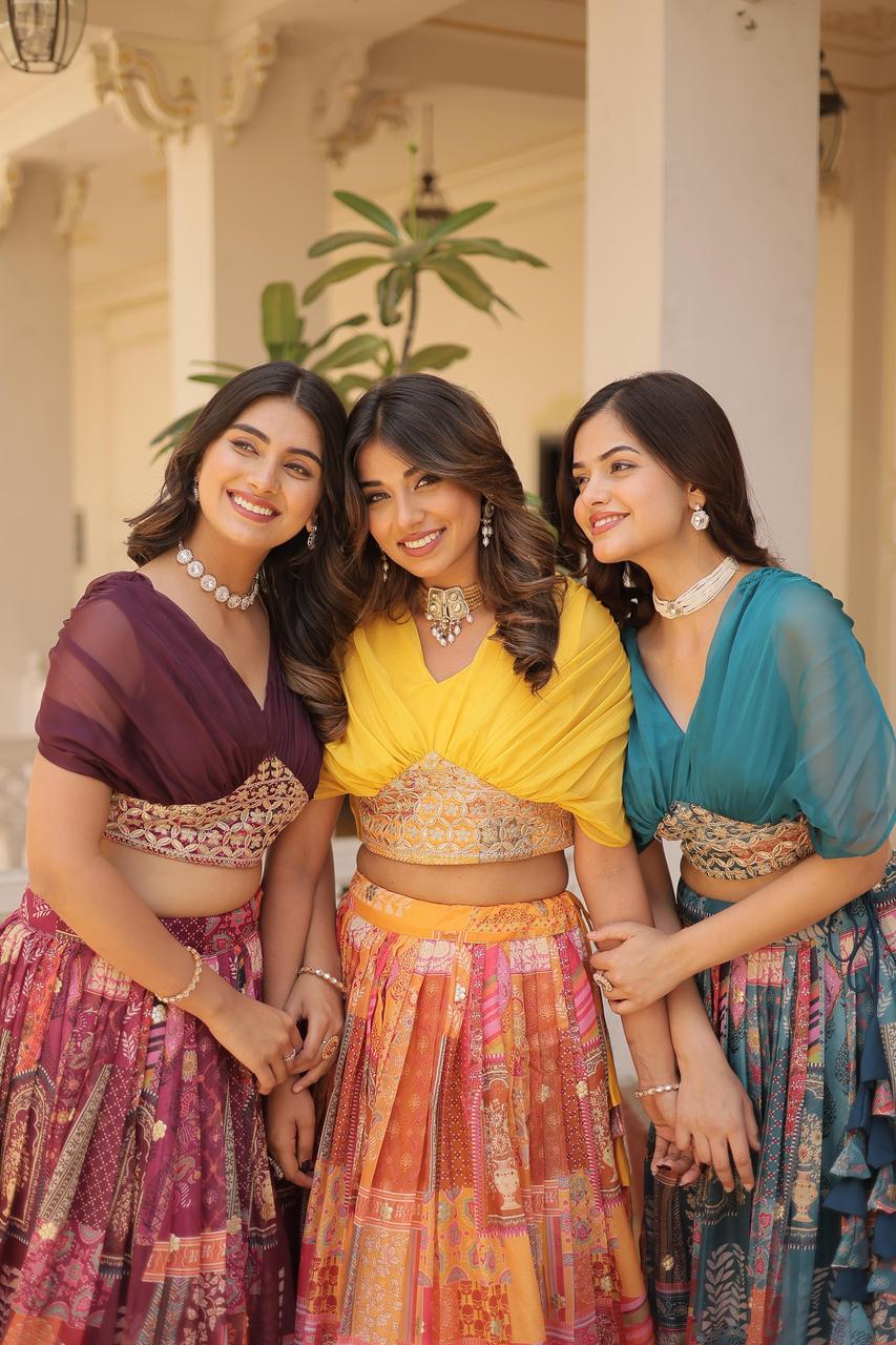 InCottoM - BOUTIQUE LAHENGA CHOLI SET IN DIFFERENT COLORS