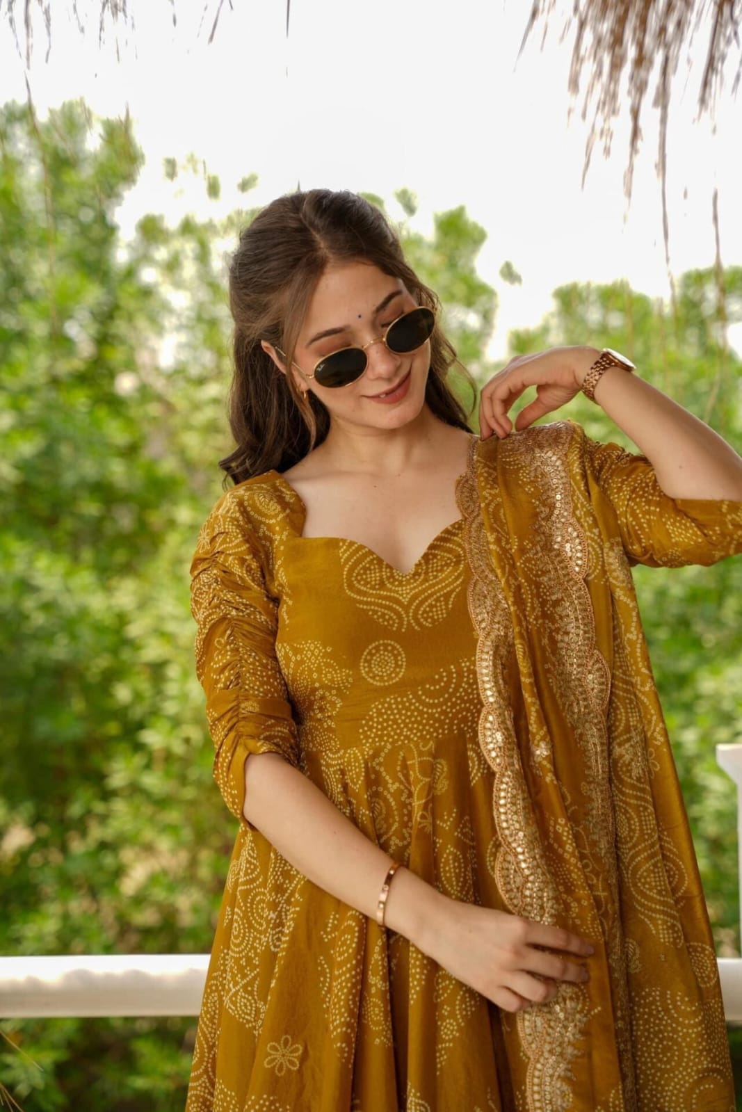 HEAVY FANCY MUSTED YELLOW ANARKALI DREES FO WOMEN