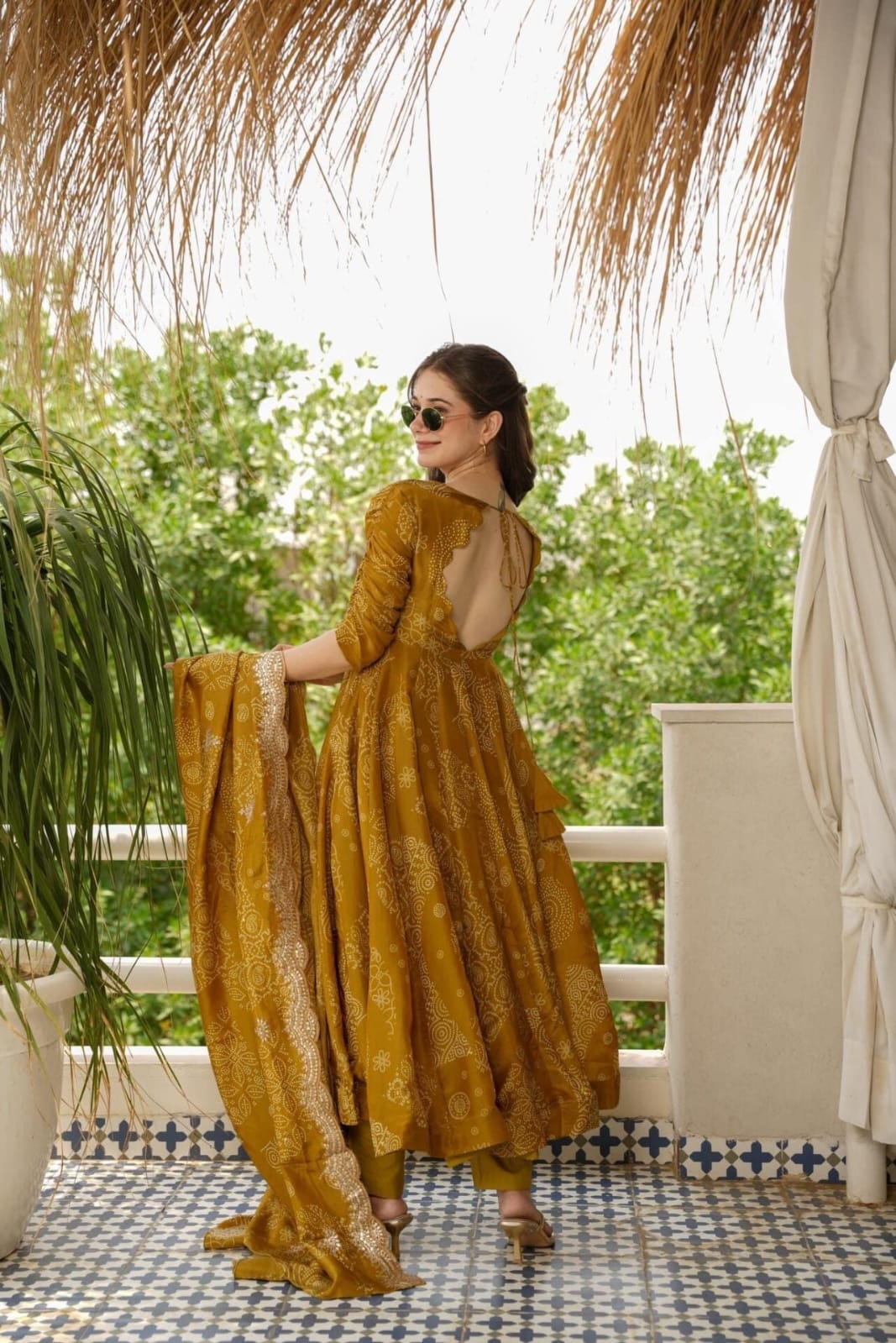 HEAVY FANCY MUSTED YELLOW ANARKALI DREES FO WOMEN