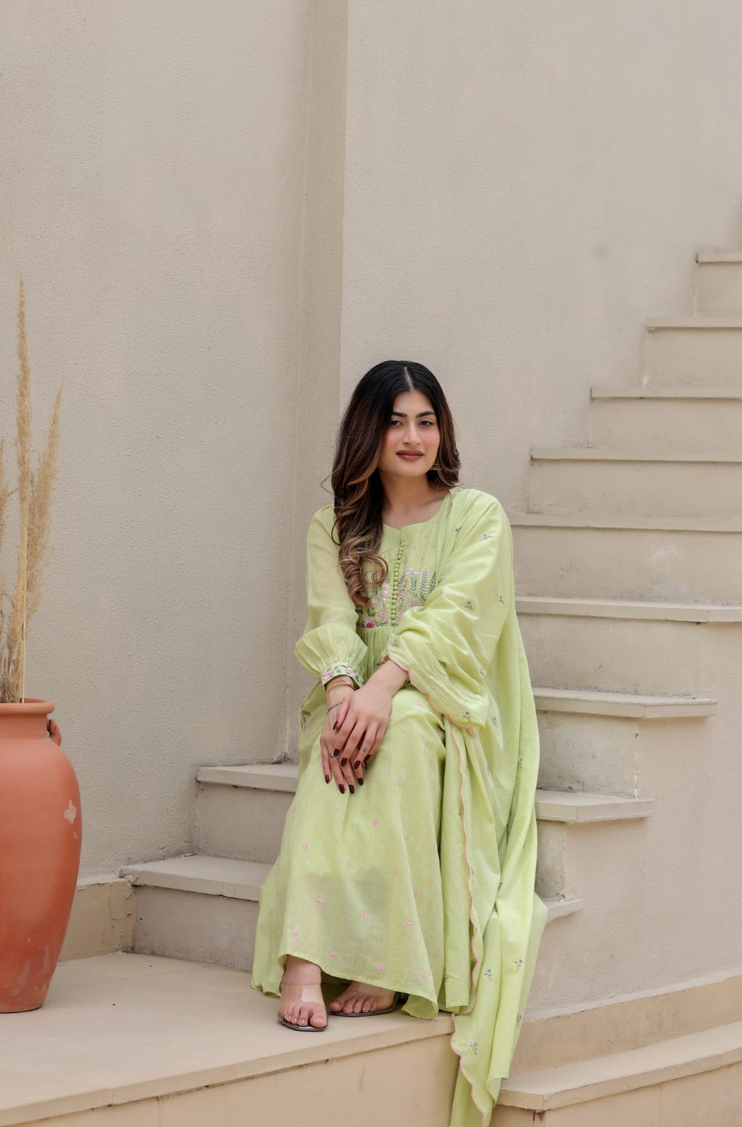 COTTON KURTA IN PISTA COLOUR