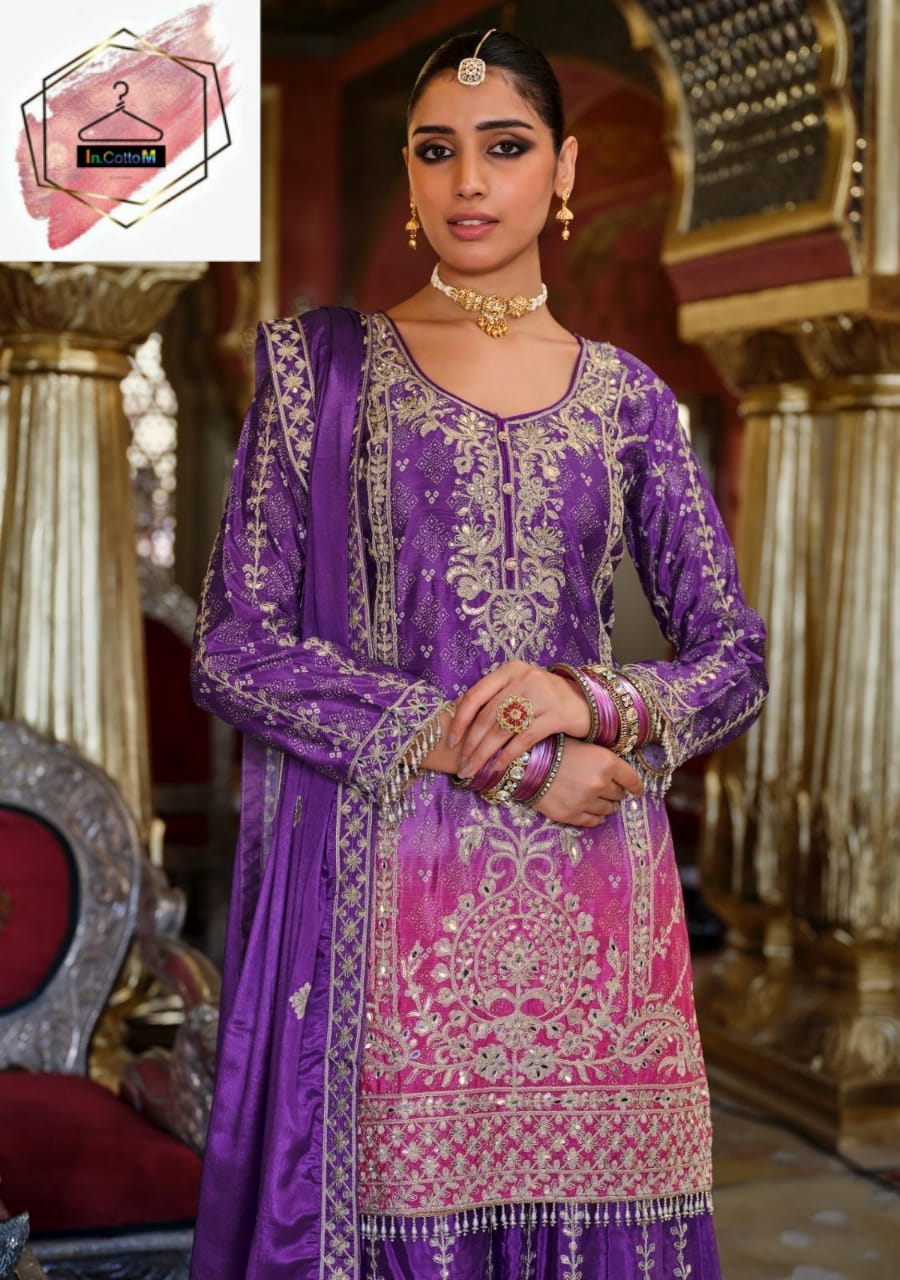 DIGITAL PRINT HEAVY CHINON WITH EMBROIDERY SALWAR SUIT