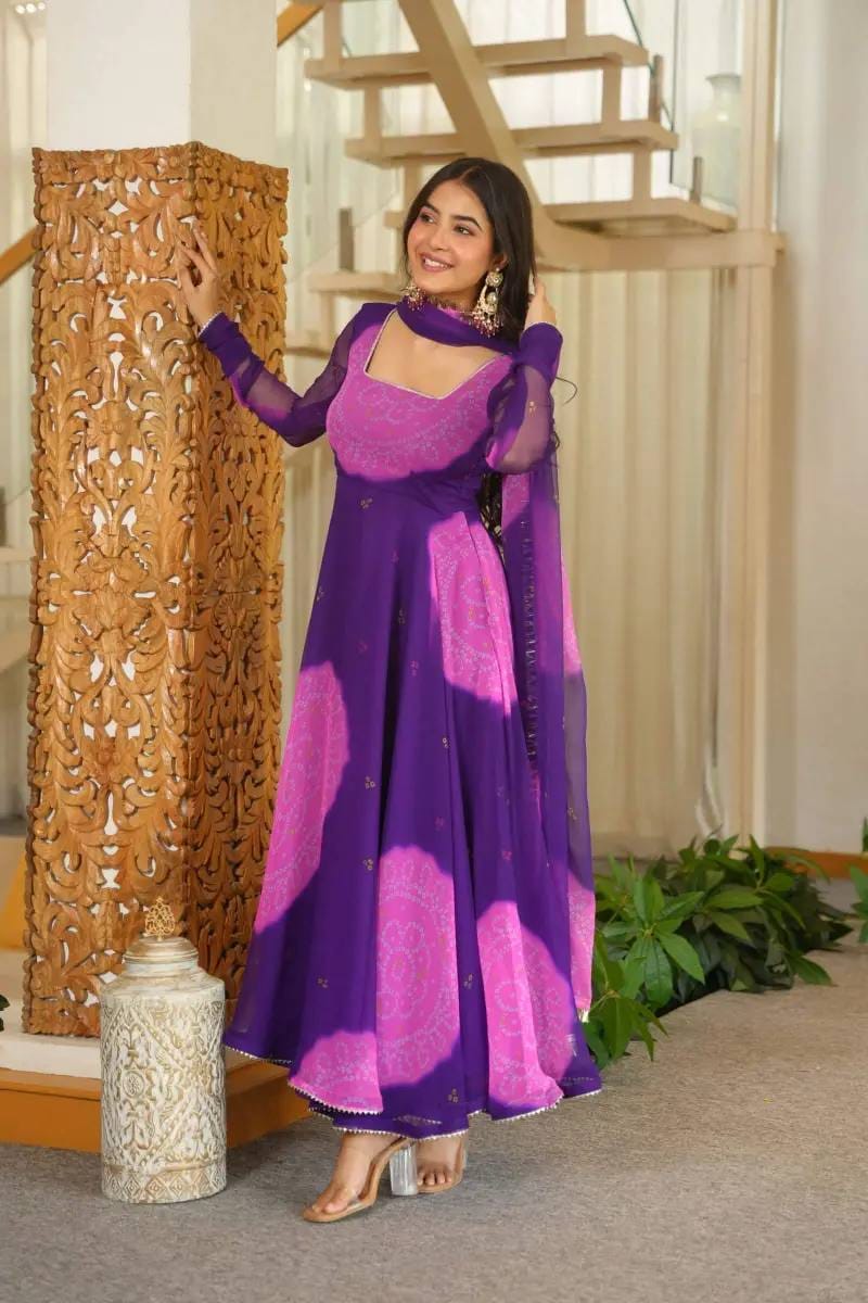 FAUX GEORGETTE ANARKALI GOWN WITH DIGITAL PRINT WORK