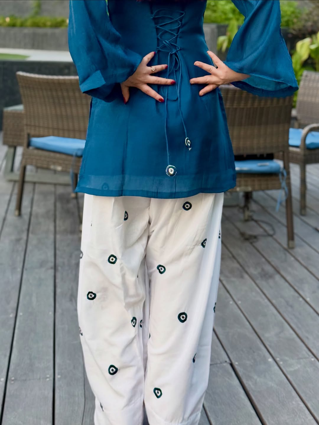 BLUE FARSHI PLAZZO SUIT SET