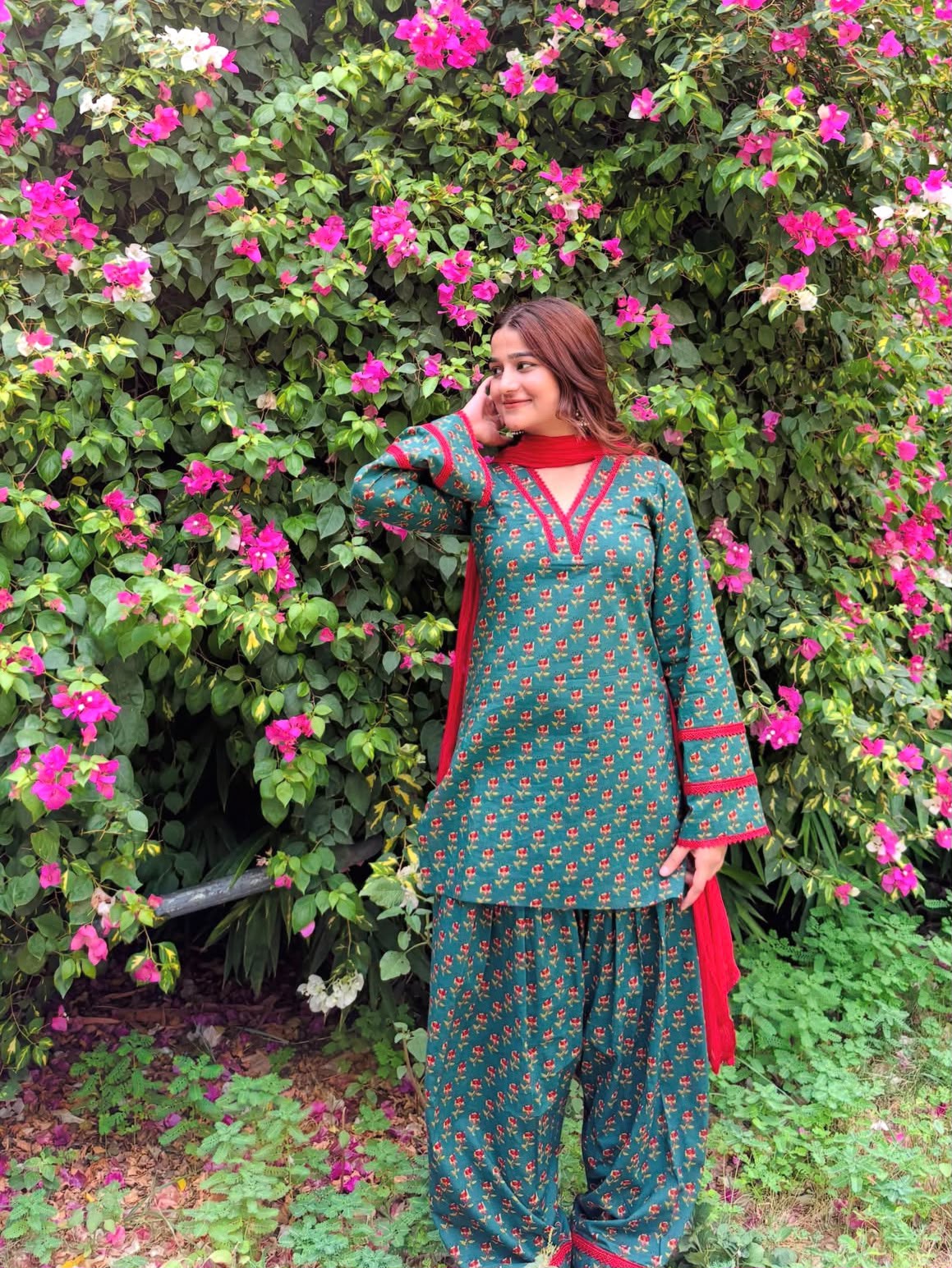 GREEN FLORAL - PRINTED PATIALA SALWAR SUIT SET