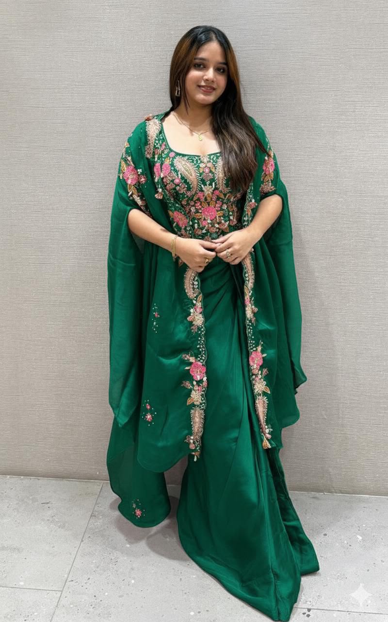 INDO-WESTERN DRAPPED DHOTI STYLE TOP & SHRUG