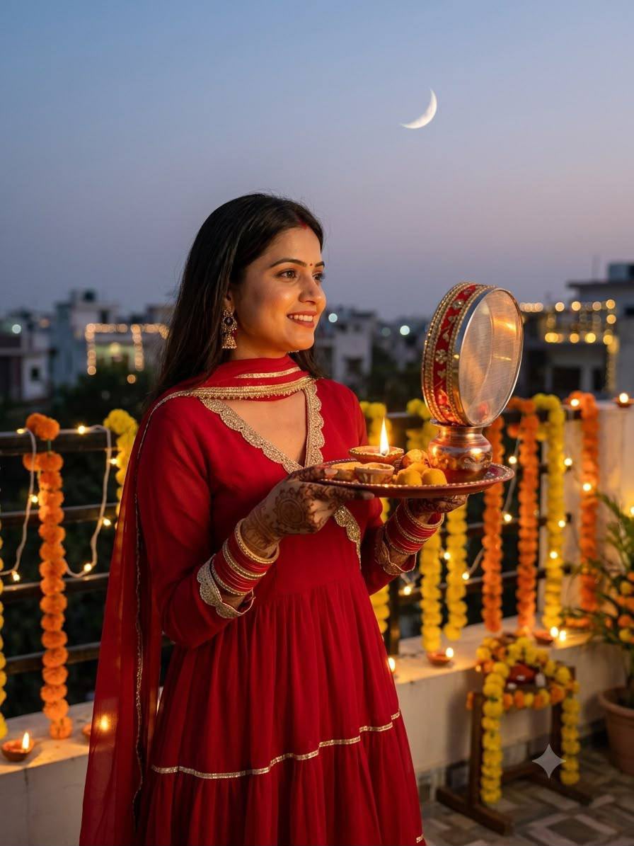 RED & MAROON ANGARKHA-STYLE V-NECKLINE ANARKALI