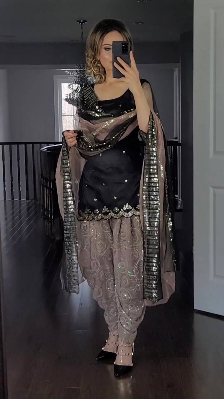 BLACK TOP AND DHOTI SALWAR SUIT - SET OF 3