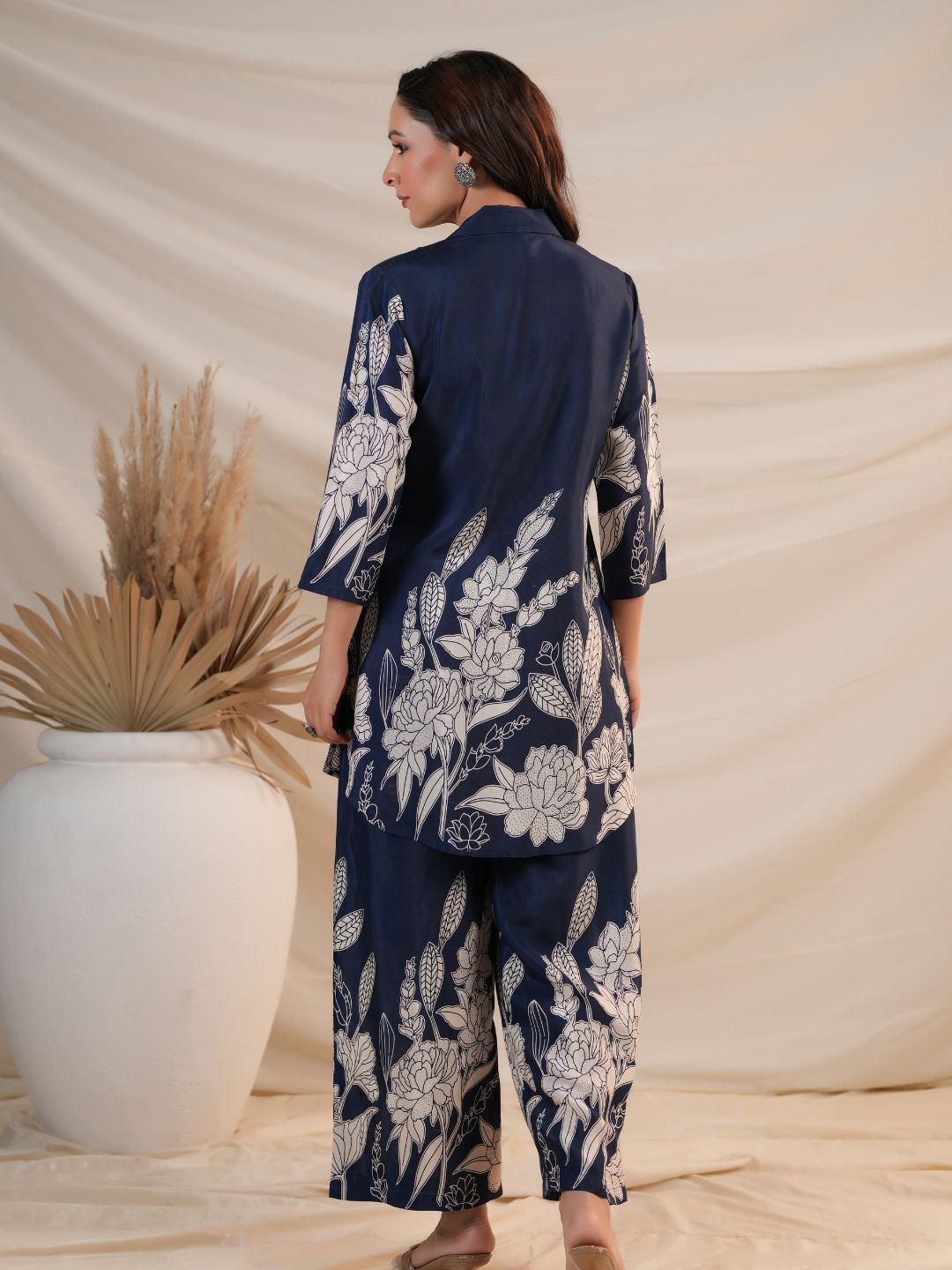 ROYAL BLUISH FLORAL PRINTED CO-ORD SET