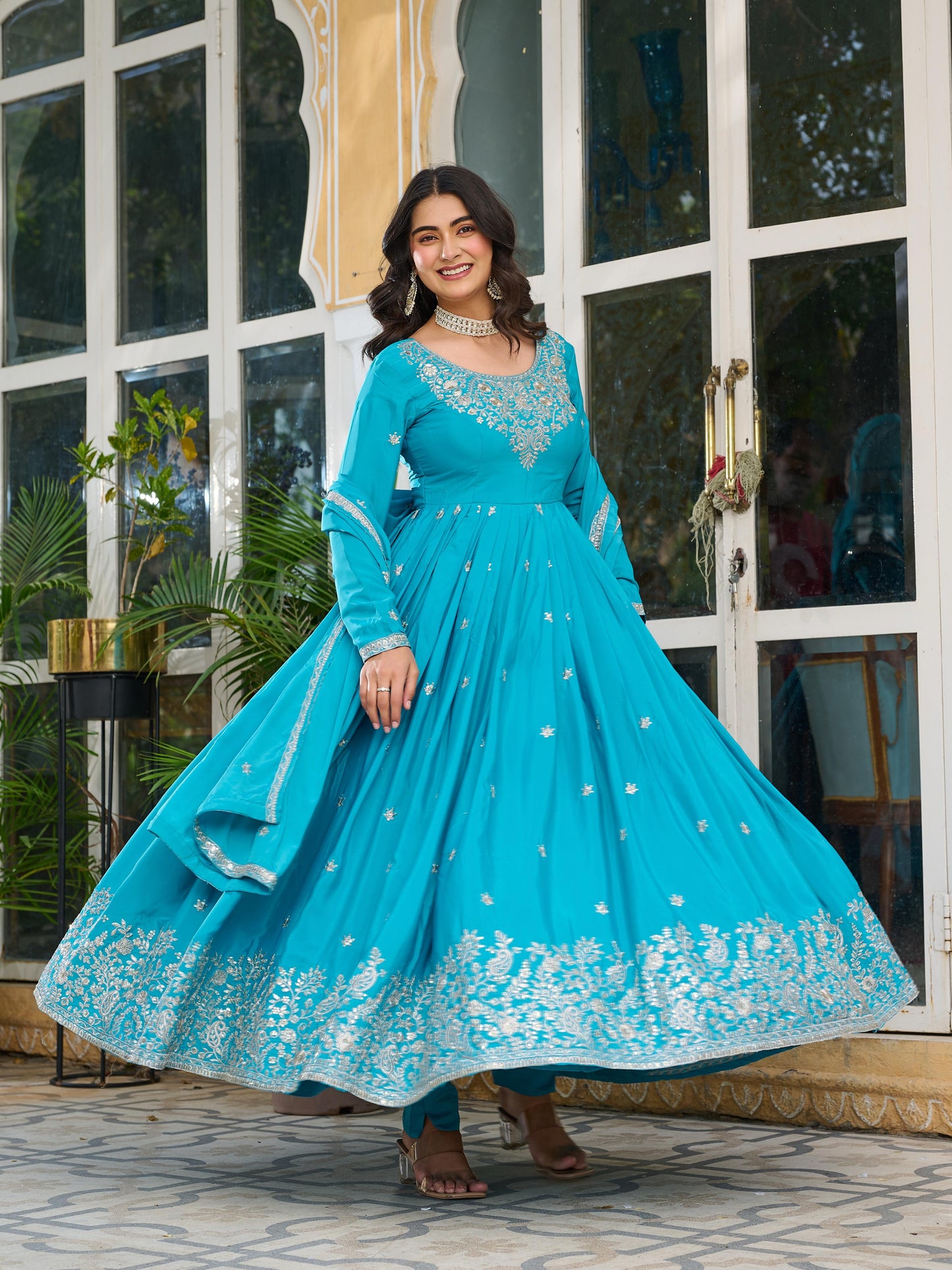 DESIGNER ANARKALI GOWN WITH EMBROIDERY WORK