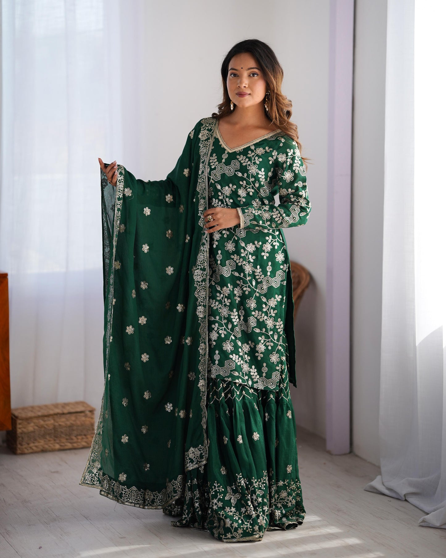 ZARINA SEQUENCE SHARARA SUIT - SET OF 3