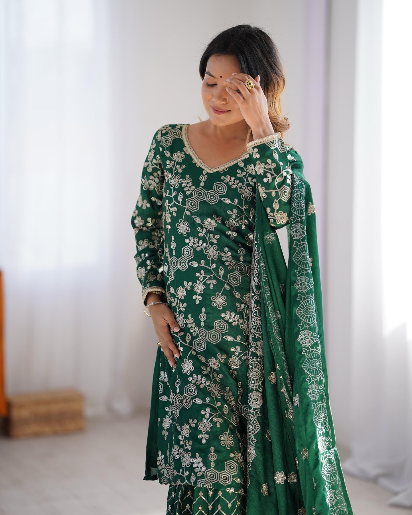 ZARINA SEQUENCE SHARARA SUIT - SET OF 3