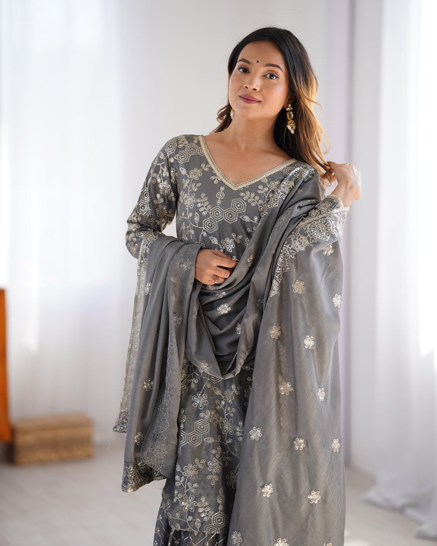 ZARINA SEQUENCE SHARARA SUIT - SET OF 3