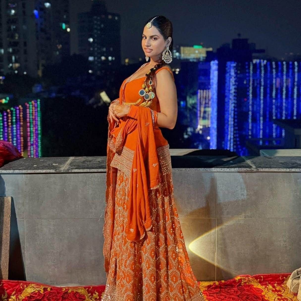 ORANGE SHARARA SET WITH DUPATTA SET OF 3